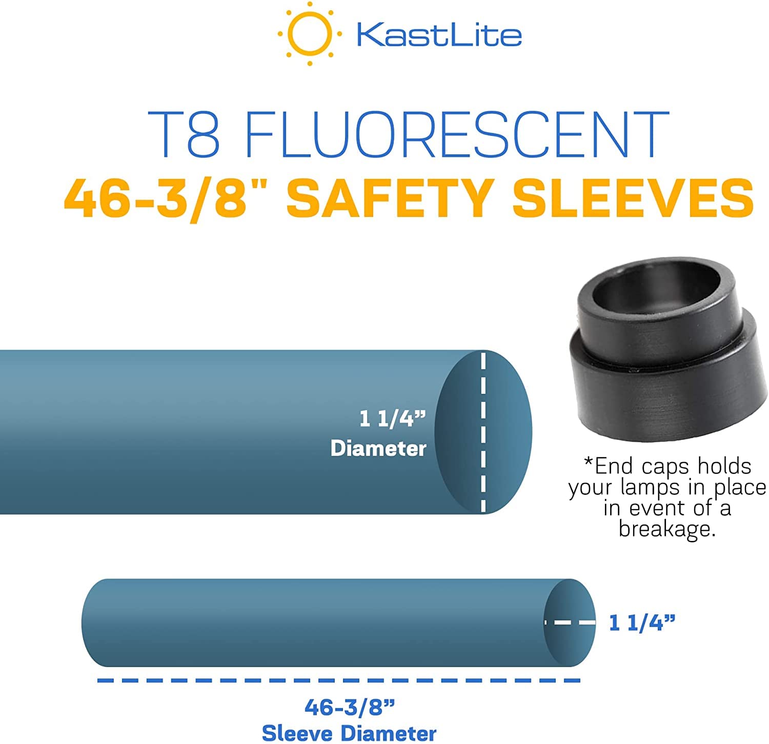 KastLite T8 Fluorescent Light Tube Guard with End Caps - 46-3/8