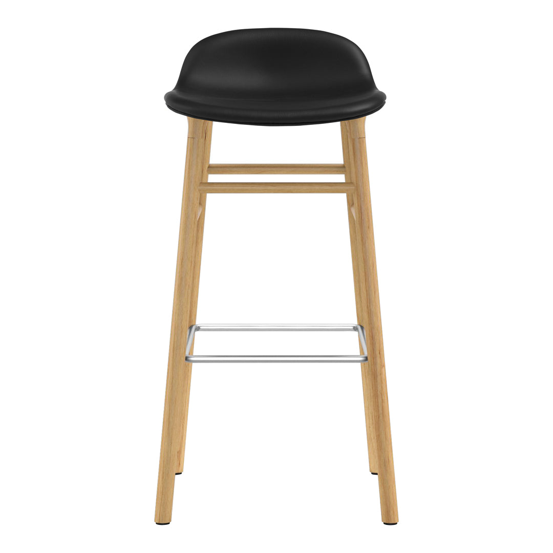 Modern Form Bar Stool with Wooden Legs & Upholstered Seat - Perfect for Kitchen Islands, Home Bars & Dining Counter Height Tables