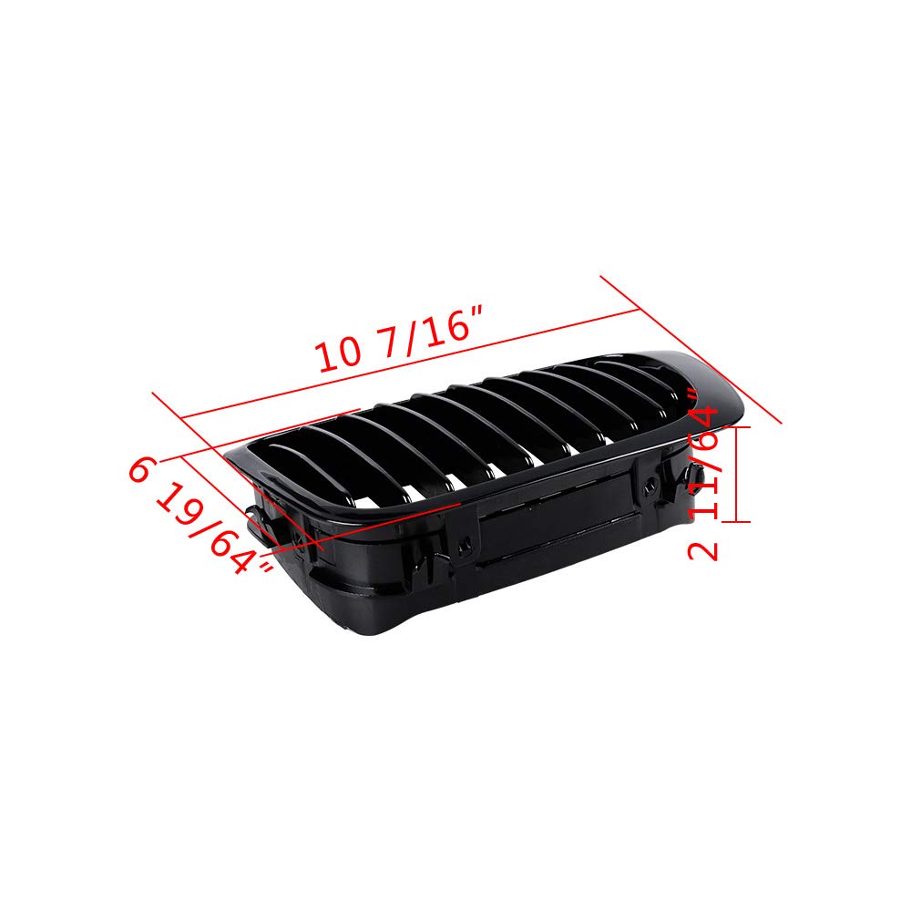 Astra Depot Compatible with E46 Kidney Grille Grill for 1999-2002 BMW 325Ci 330Ci 2-Door Coupe - Polished Black Replacement Part - Perfect for Car Enthusiasts & Auto Restoration Projects