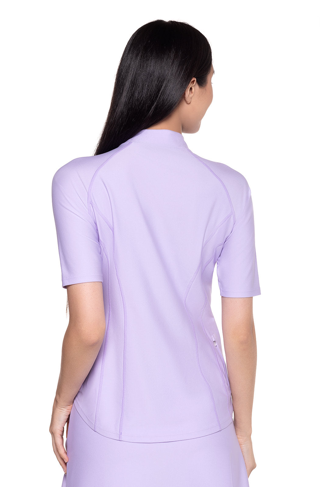 Women's Freestyle Short Sleeve Rash Guard UV Protection Swim Shirt - Lavender Color for Surfing, Swimming & Beach Activities