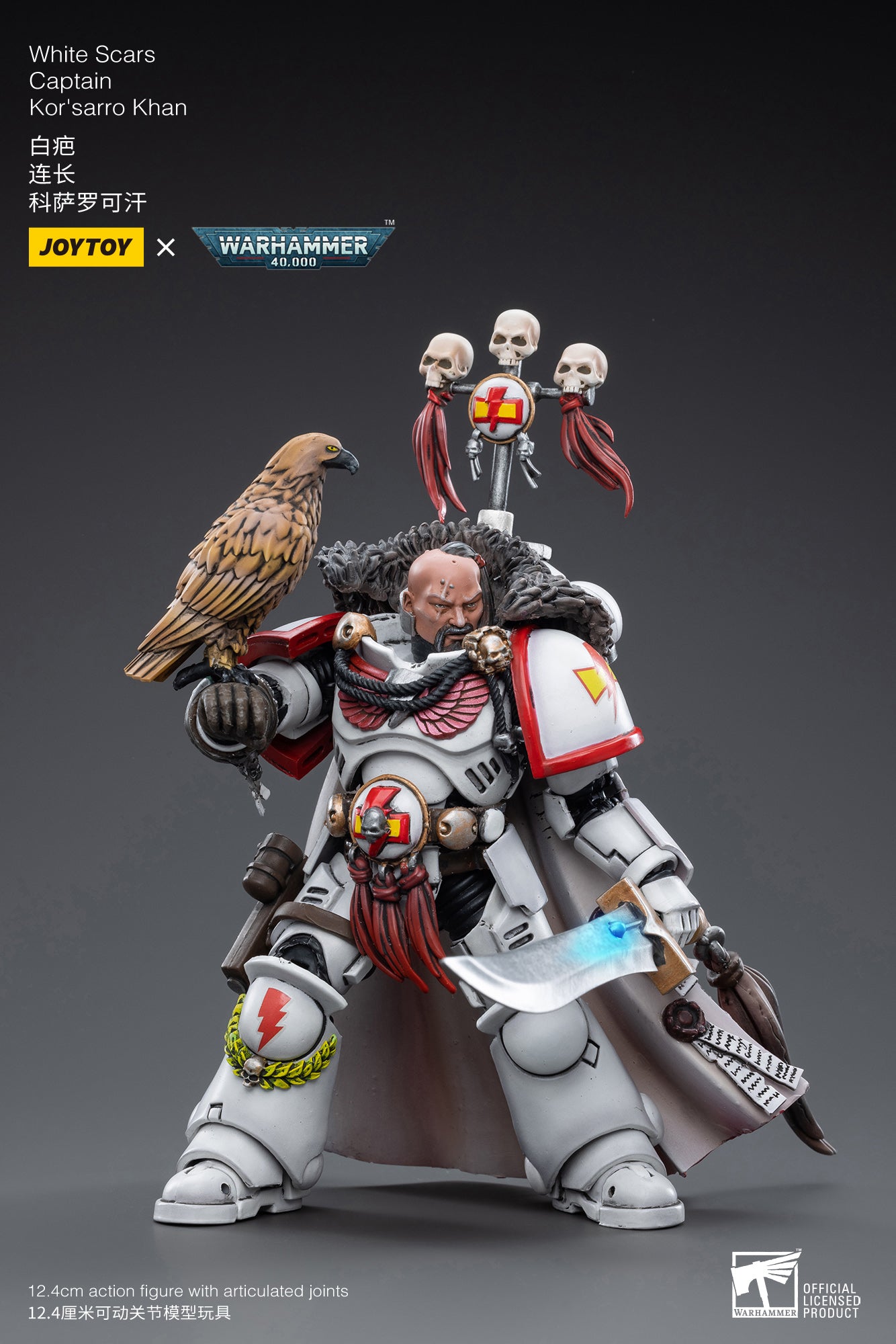 JOYTOY 1/18 Scale Warhammer 40K White Scars Captain Kor'sarro Khan Action Figure - Collectible Model for Warhammer Fans & Tabletop Gaming Scenes