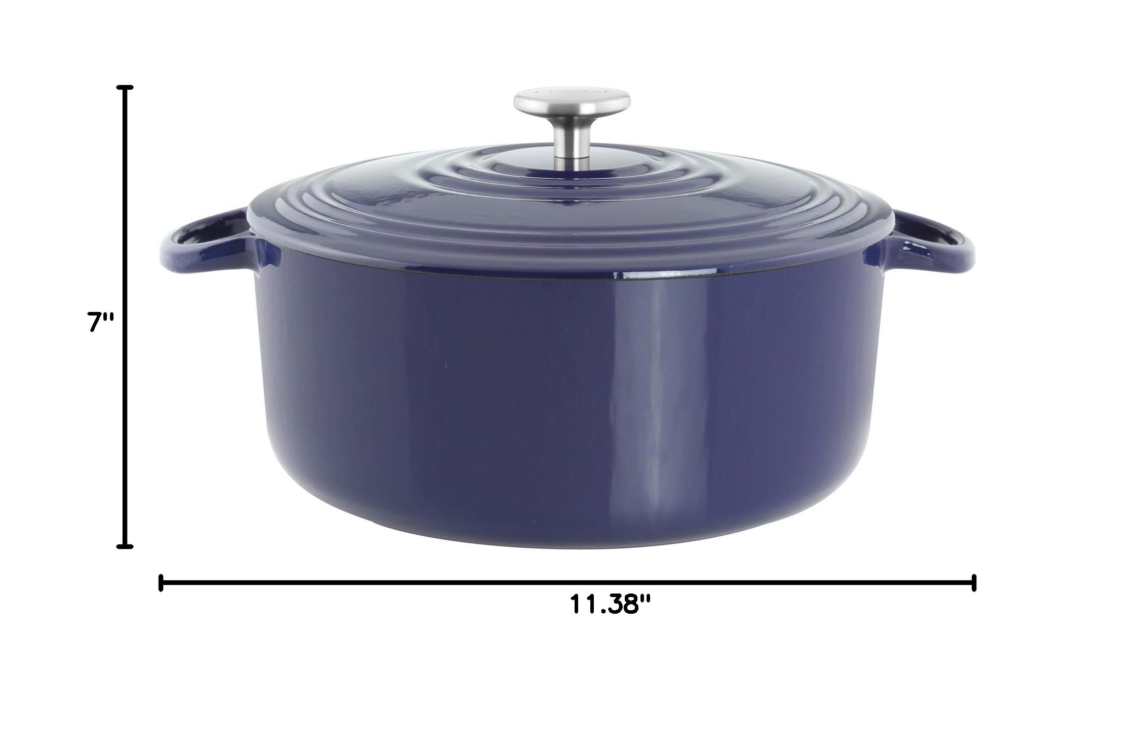 Premium Chantal 7 Quart Cast Iron Dutch Oven with US-Formulated Enamel Coating - Cobalt Blue - Ideal for Braising, Stewing & Baking - Perfect for Family Dinners & Outdoor Cooking