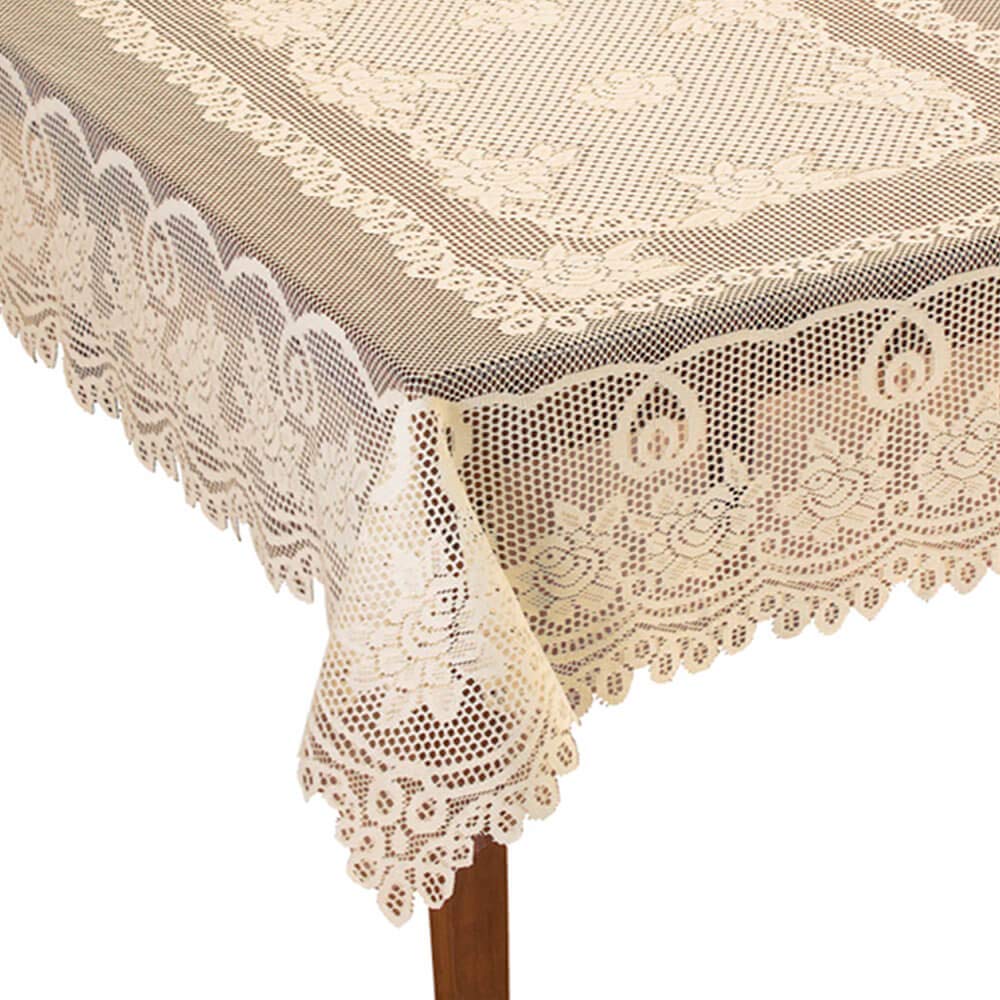 WUBODTI Off White Lace Floral Rectangle Tablecloth - 60