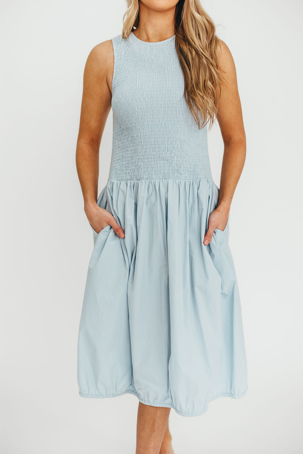 Isla 100% Cotton Casual Summer Dress for Women - Light Blue Flowy Maxi Dress with Pockets | Perfect for Beach, Vacation & Everyday Wear