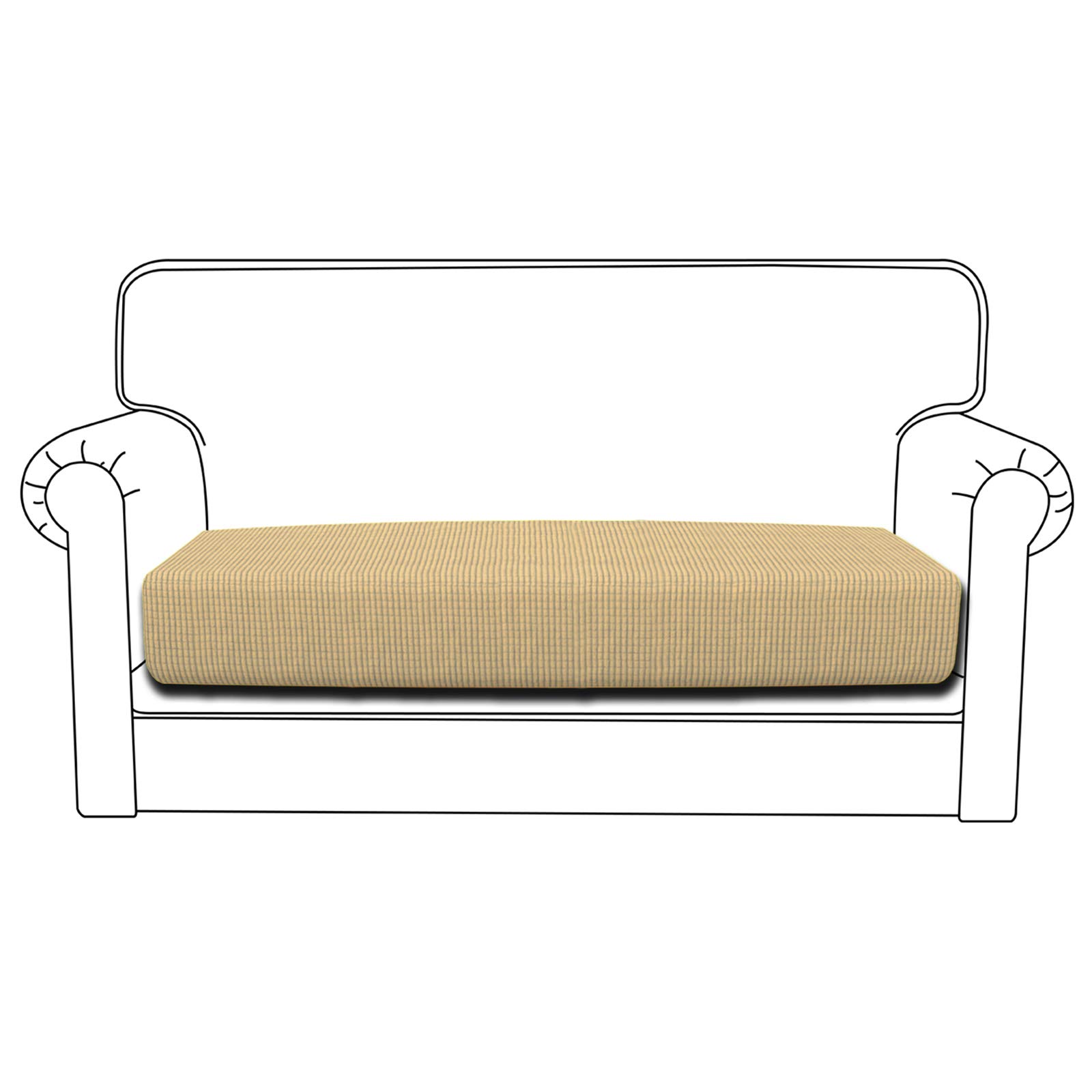 Stretch Loveseat Cushion Cover - Soft Elastic Sofa Slipcover Protector with Flexible Fit (Beige) | Perfect for Living Room Furniture Protection & Home Decor