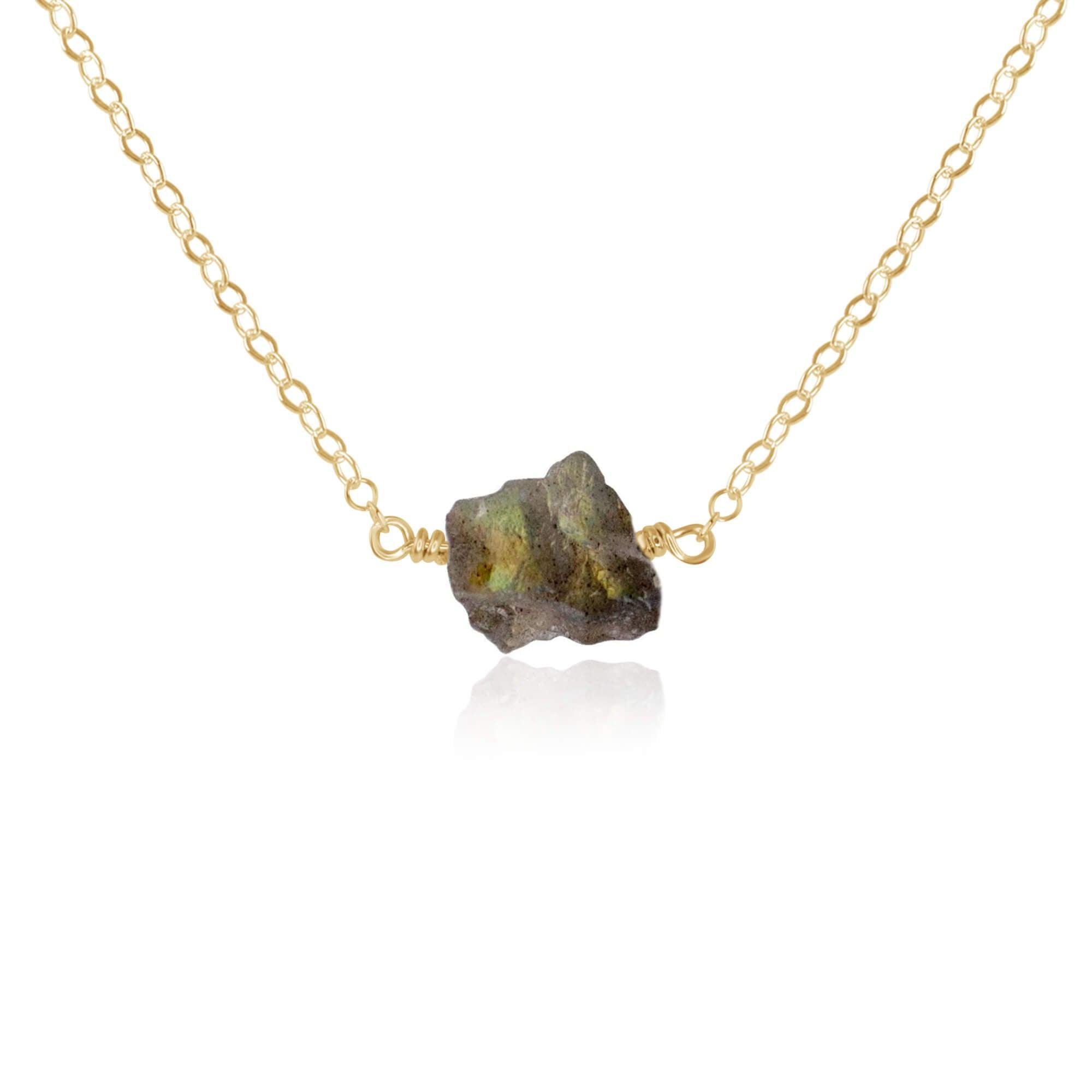 Raw Labradorite Crystal Nugget Necklace – Natural Healing Stone Jewelry for Women, Boho Chic Pendant for Spiritual Protection & Energy Balance | Perfect for Meditation, Yoga & Everyday Wear