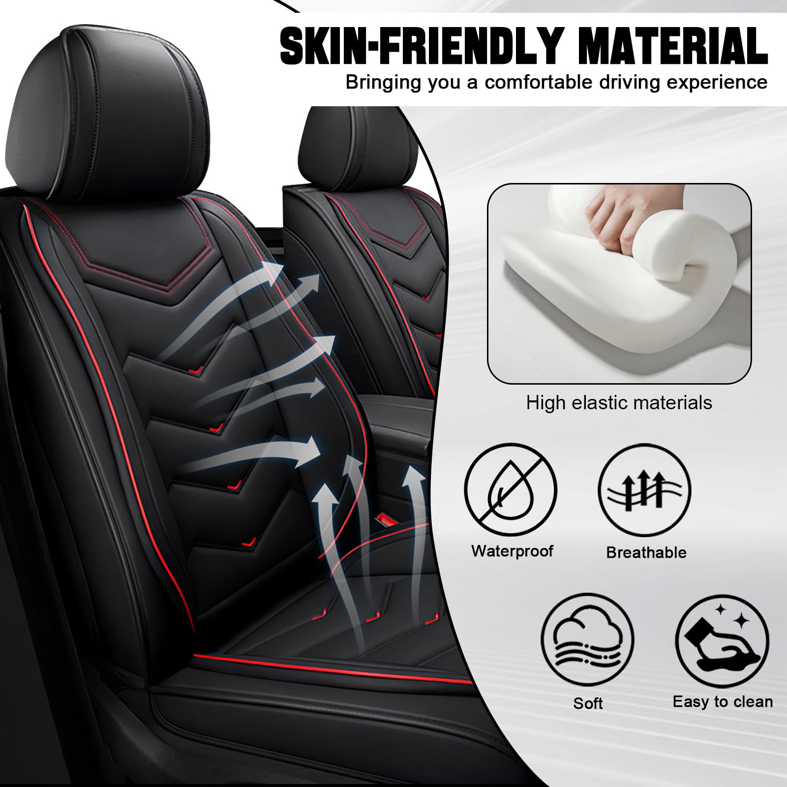 Premium Non-Slip Waterproof Car Seat Covers for Toyota Highlander 2001-2024 - Nappa Leather Driver & Passenger Seat Protectors (Black, 2-Piece Set) - Perfect for Road Trips, Daily Commutes & Pet Protection