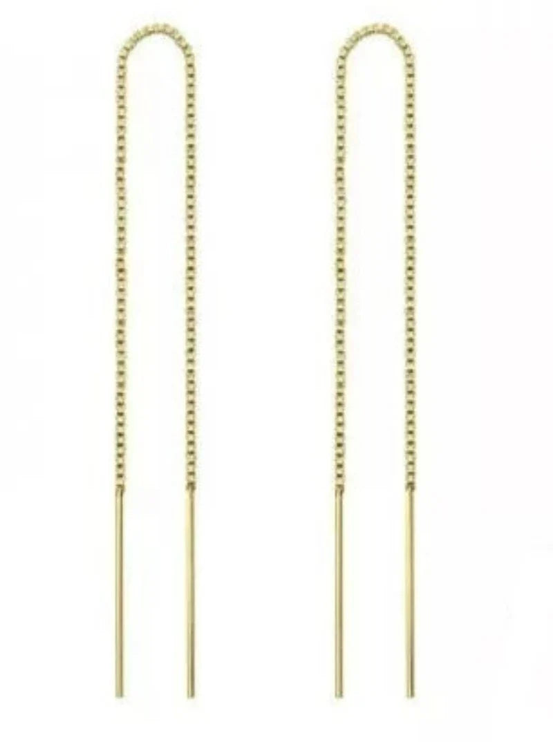 Gold Plated Long Thread Earrings for Women - Elegant Dangle Drop Earrings for Party, Wedding & Evening Outfits