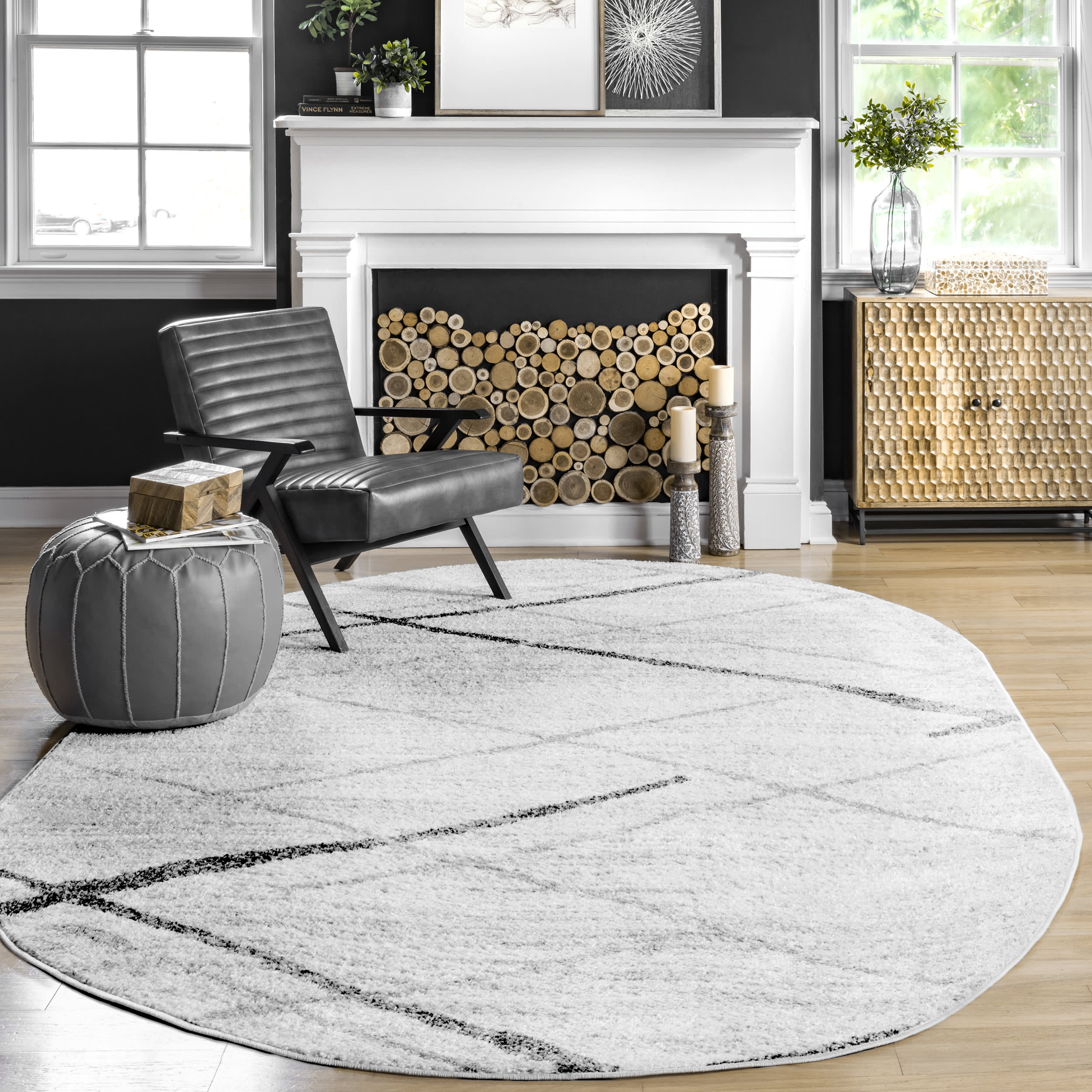 Stylish Grey Broken Lattice Pattern Area Rug - Perfect for Living Room, Bedroom, or Office Decor