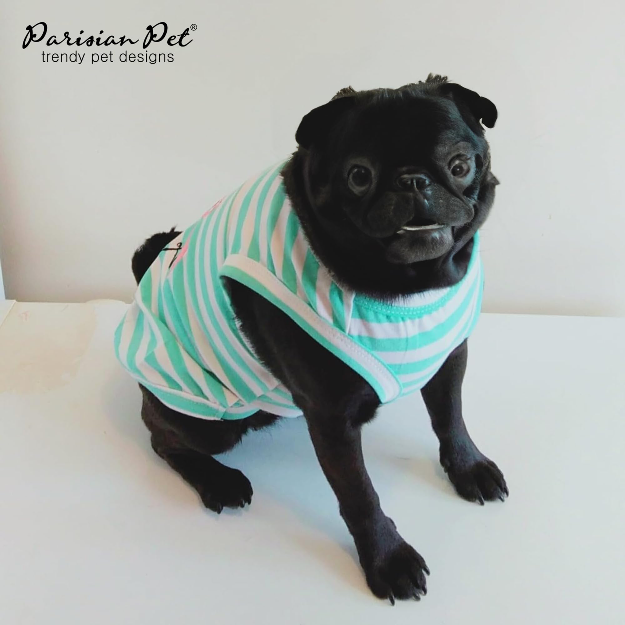 Parisian Pet Dog T-Shirt - Embroidered Flamingo Design Dog Shirt - 100% Cotton Lightweight Dog Tank Top - Machine Washable Dog Tee for Large Breeds (XL) - Perfect for Summer Walks & Beach Outings