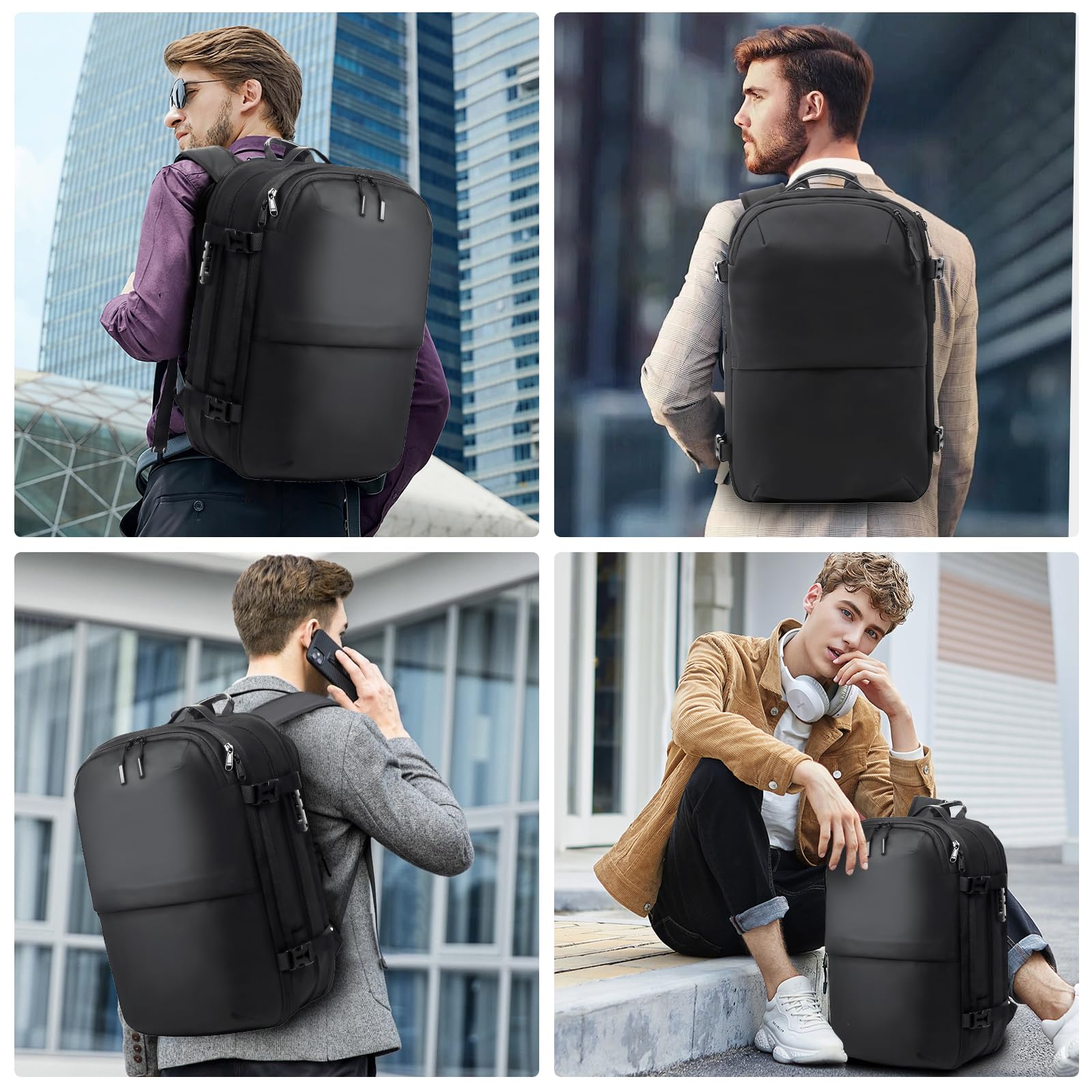 60L Expandable Air Vacuum Seal Travel Backpack with Pump - Water Resistant TSA Lock Laptop Backpack for Camping, Hiking & Business Trips