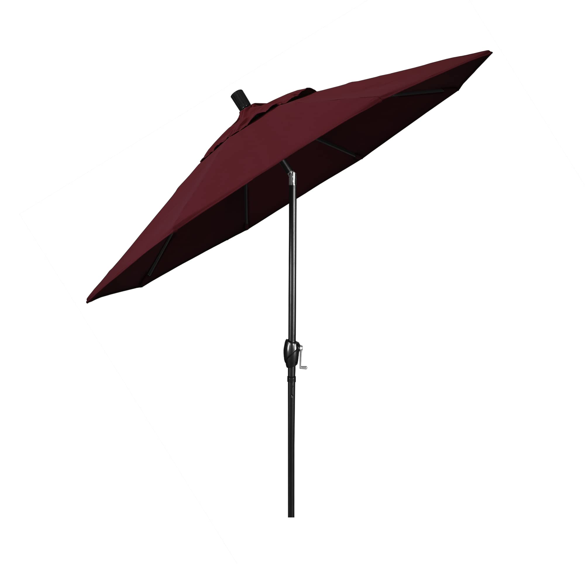 7.5' Round Aluminum Market Umbrella with Crank Lift & Push Button Tilt - Black Pole & Pacifica Burgundy Canopy - Perfect for Patio, Garden, Poolside, and Outdoor Dining Areas