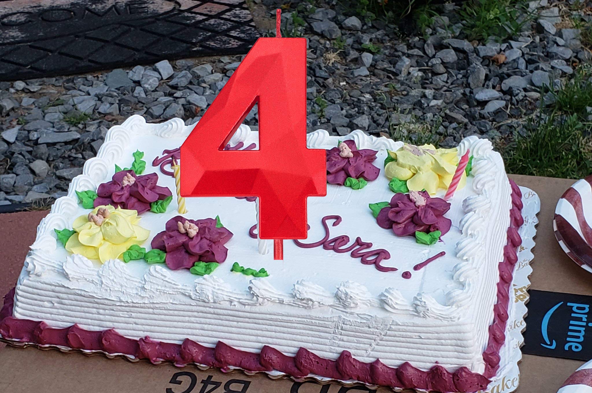 2.75 Inch Tall 3D Diamond Shaped Bright Red Number 4 Cake Topper - Happy Birthday Candles for Adults & Kids Party Decorations - Perfect for Birthday Cakes, Cupcakes, and Family Baking Celebrations
