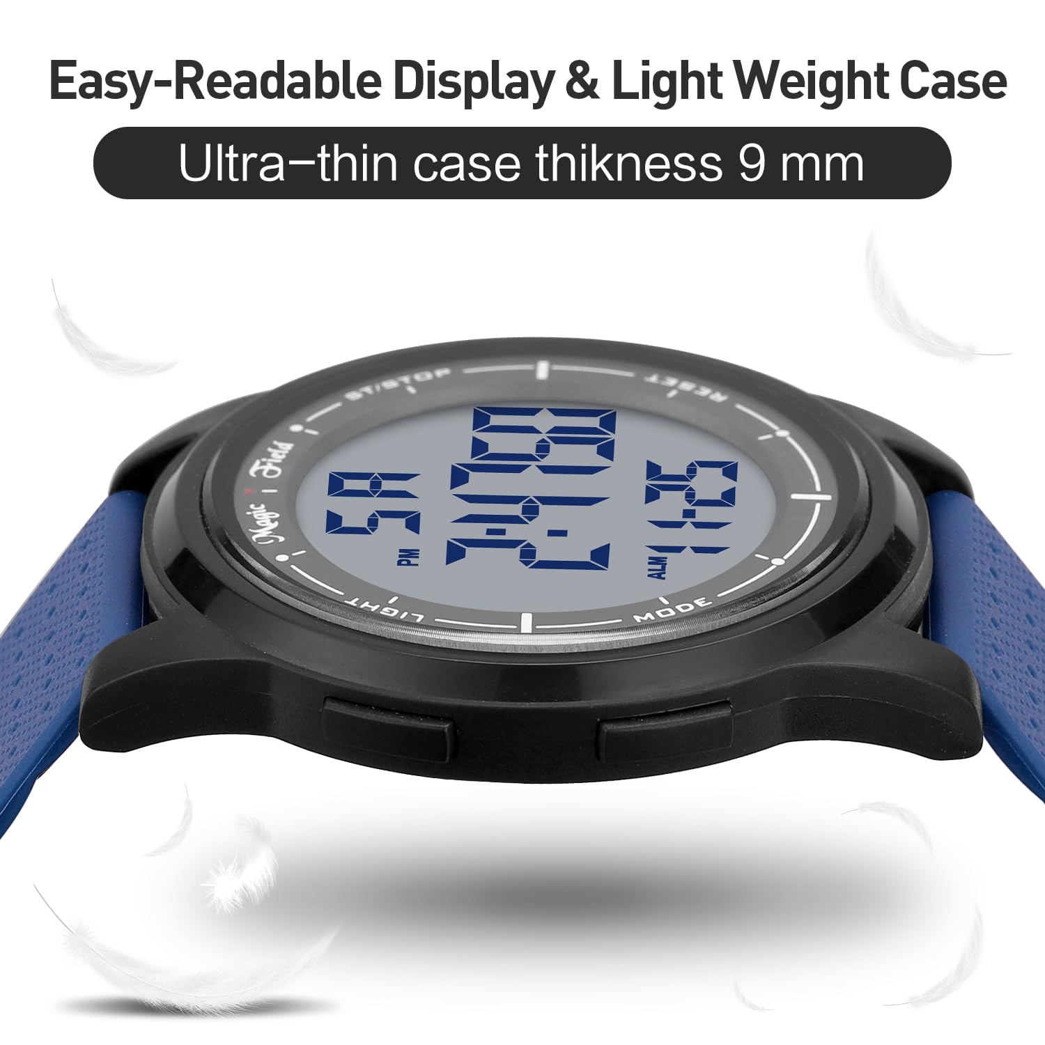 ManChDa Digital Sports Watch for Women & Men - Waterproof, Blue Rubber Strap with White Dial - Perfect for Running, Swimming & Outdoor Activities