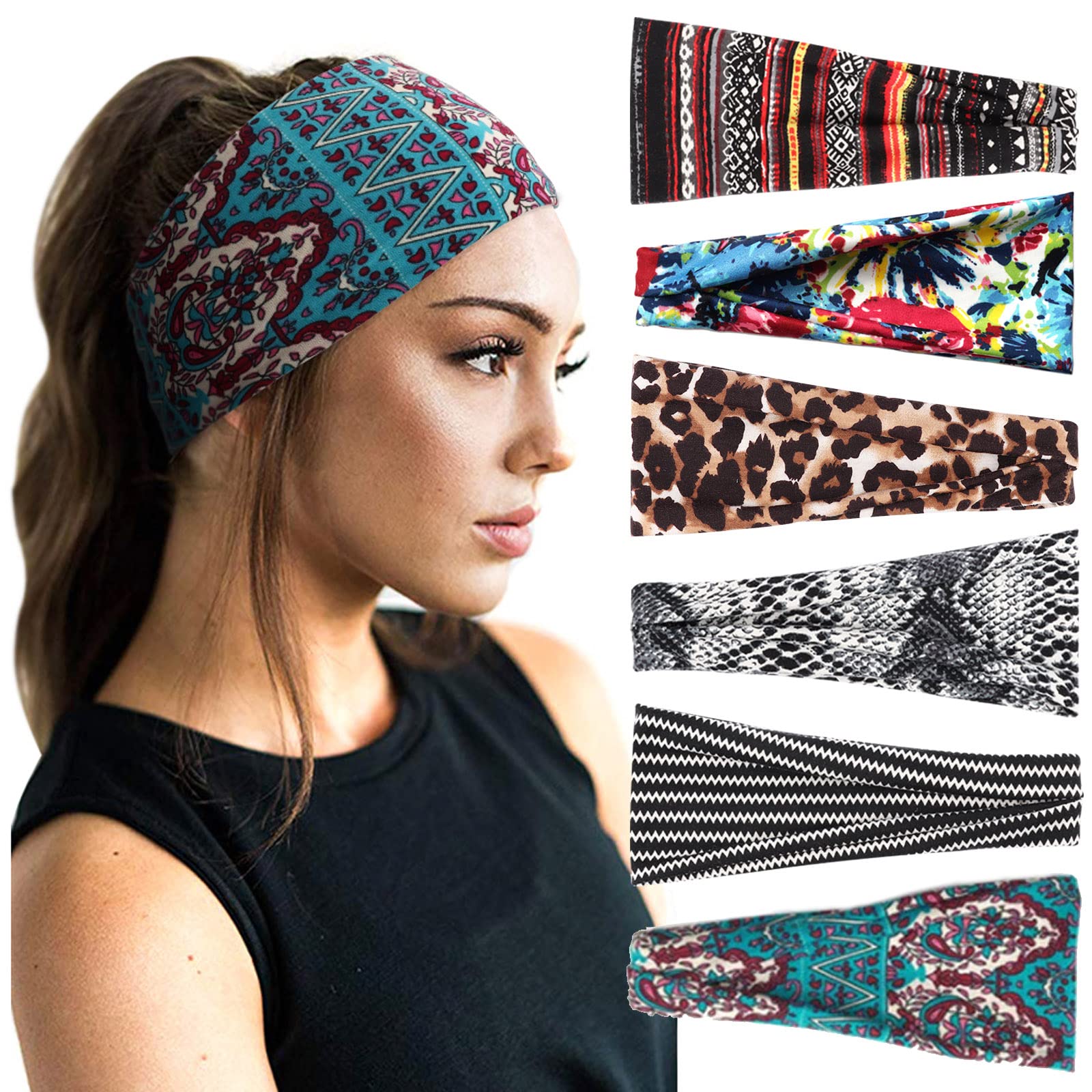 DRESHOW Women's Yoga Headbands - Non-Slip Elastic Sports Headbands for Running, Workout & Fitness - Perfect for Yoga, Gym, Jogging and Active Lifestyles
