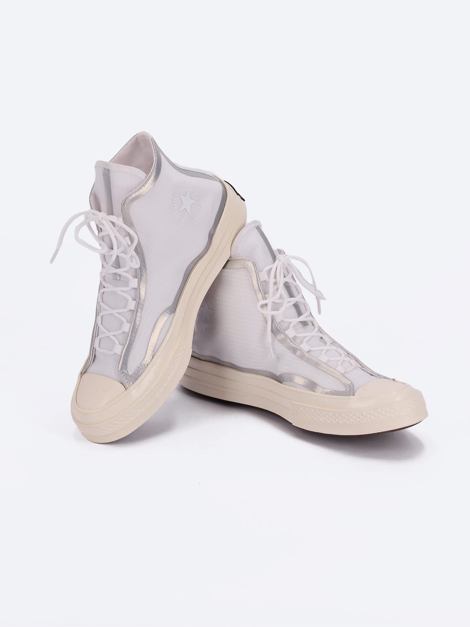 Converse Chuck 70 High Top Sneakers - Unisex Metallic Tape Seam White/Egret/Black (170767C) | Size 9 Men/11 Women | Retro Casual Shoes for Streetwear & Everyday Fashion