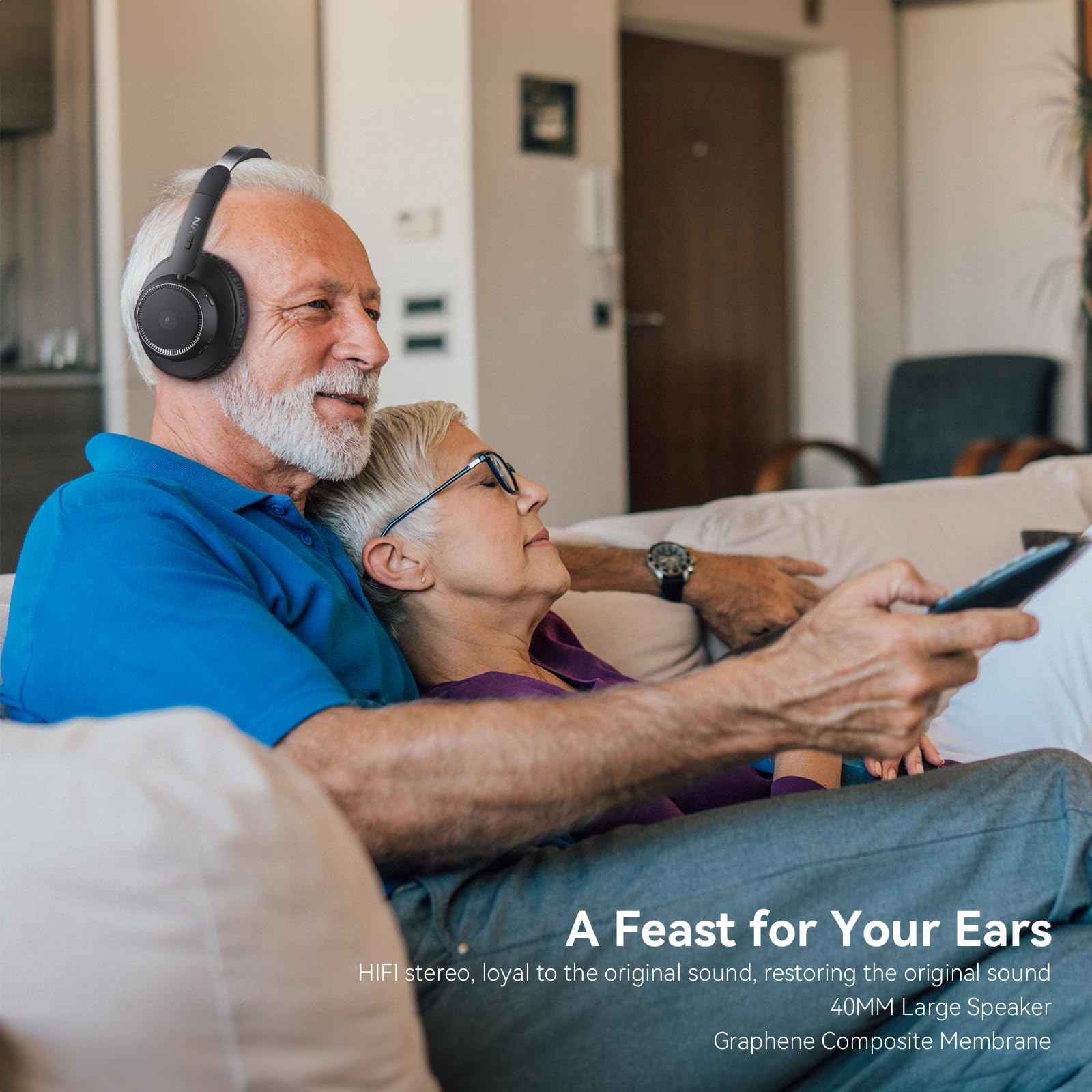 2024 Updated Wireless TV Headphones for Seniors - Bluetooth Over-Ear Headphones with Charging Base & Transmitter, Zero Audio Delay, Perfect Gift for Elderly Parents (Ideal for Nighttime TV Watching & Hearing Assistance)