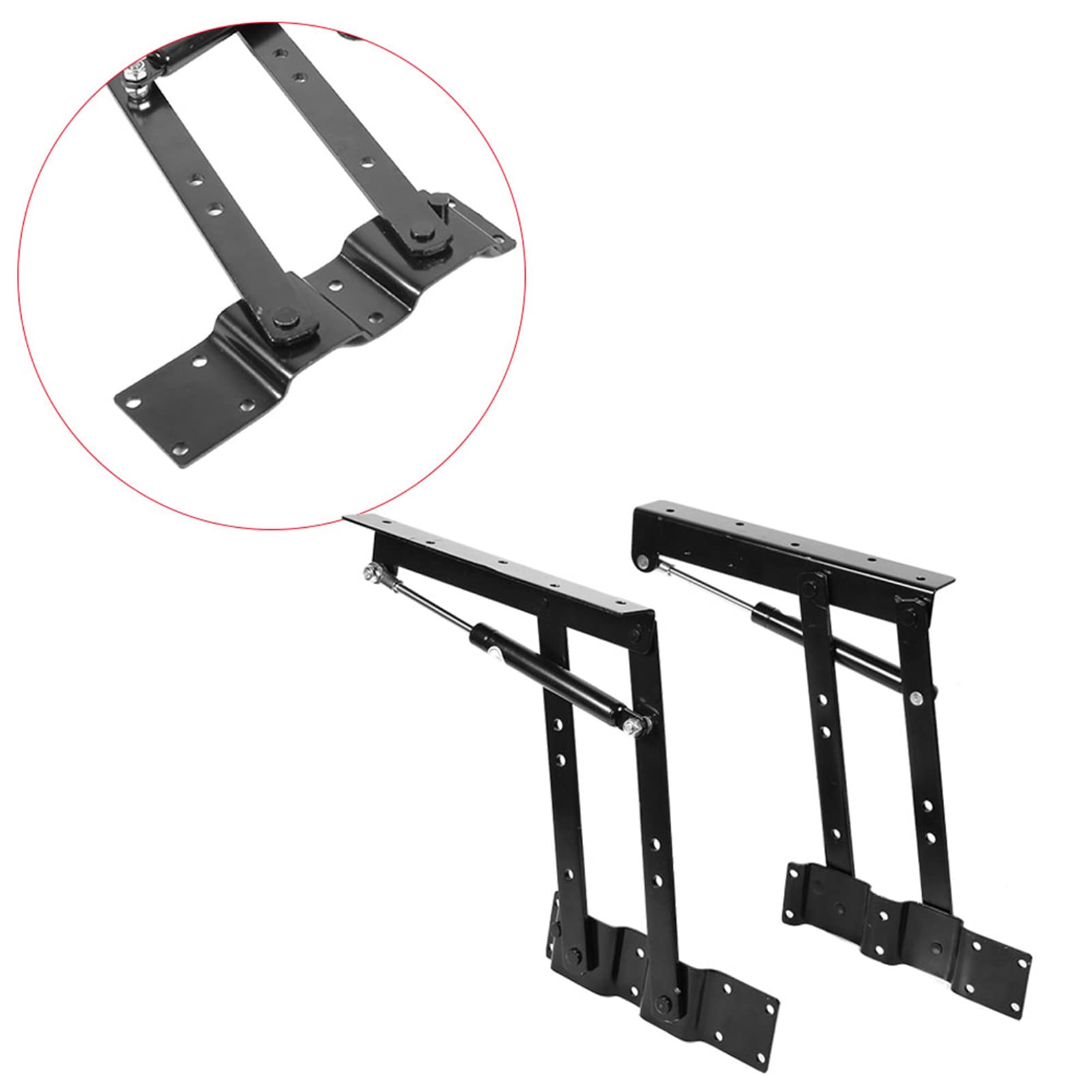 1 Pair Gas Hydraulic Folding Table Mechanism - Adjustable Lift Top Coffee Table Hardware, Standing Desk Frame Hinge Bracket for Home Office & Living Room Furniture