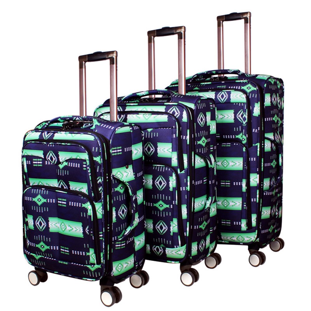 Southwest Design Navajo Print 3-Piece Luggage Set - Durable Spinner Suitcase with 360° Wheels for Travel, Business Trips & Vacations - Seattle Inspired Southwest Style