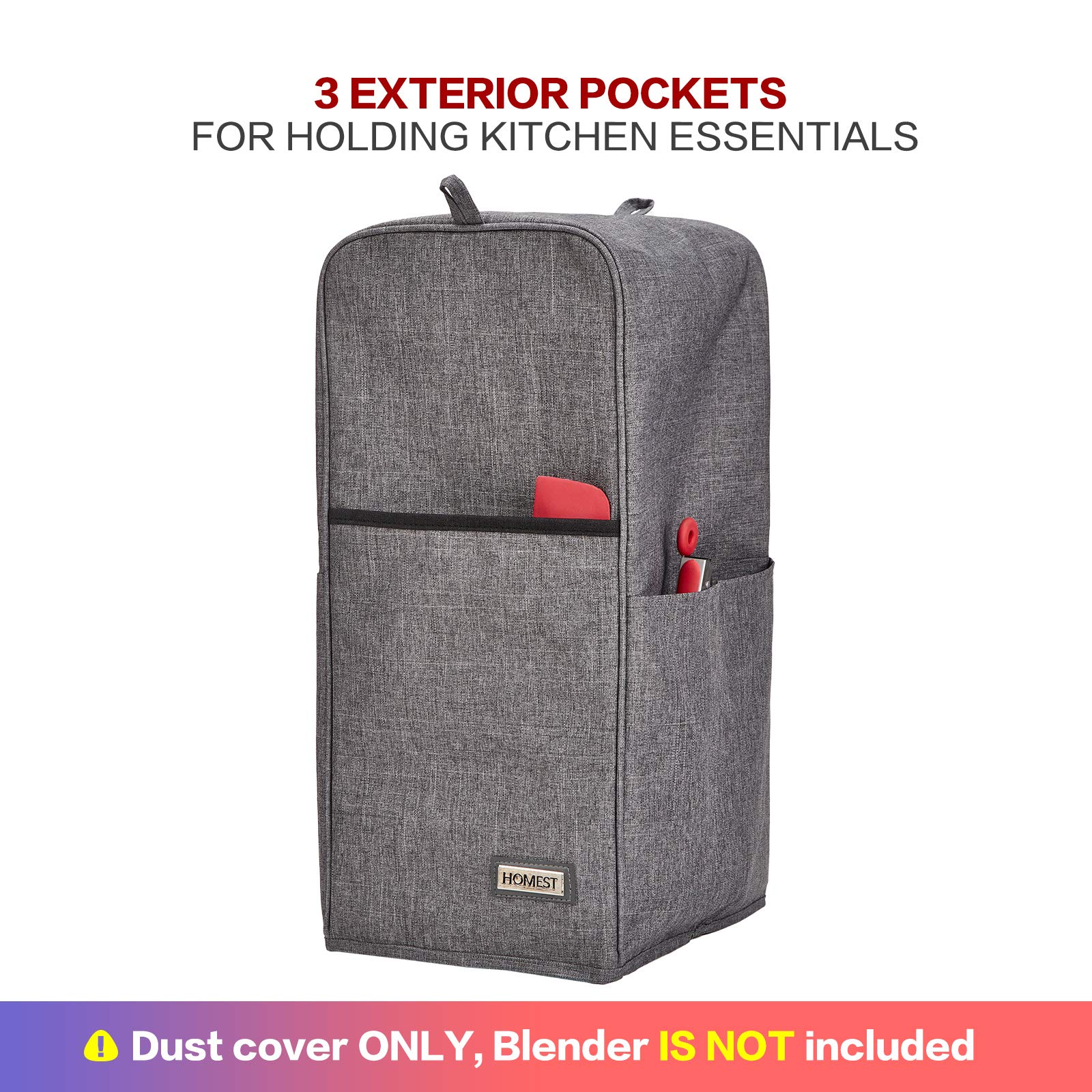 HOMEST Blender Dust Cover with Accessory Pocket - Compatible with Ninja Foodi, Grey - Perfect for Kitchen Storage & Countertop Organization