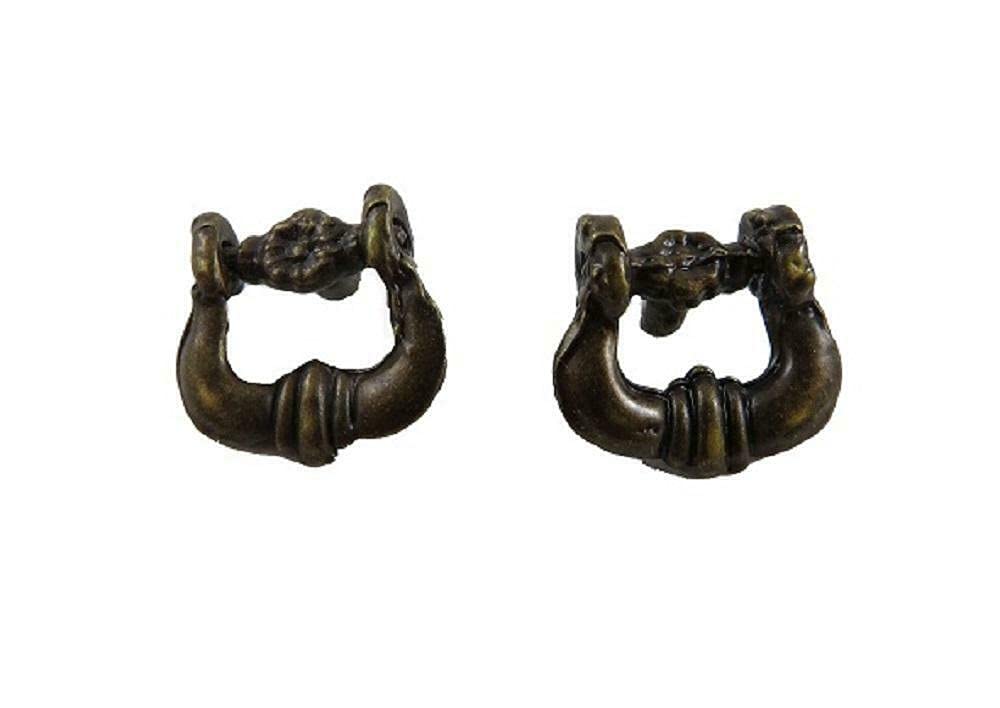 Vintage Brass Miniature Drawer Pulls for Dollhouse - 1:12 Scale Antique Flower Drop Handles - Perfect for DIY Dollhouse Furniture, Victorian Style Miniature Decor & Craft Projects