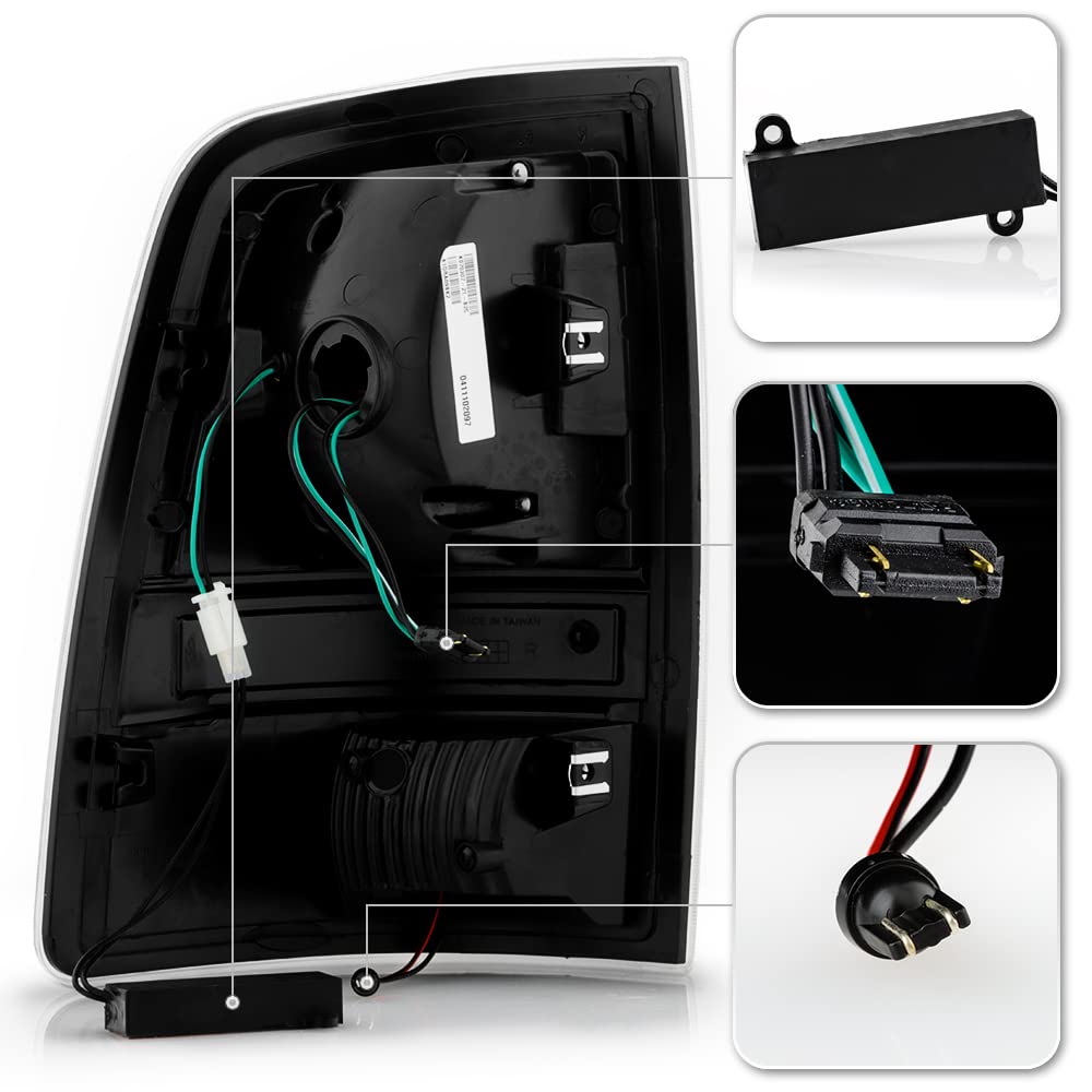 ACANII LED Tail Lights for 2009-2018 Dodge Ram 1500/2500/3500 - Black Housing, Updated Design - Left & Right Rear Lamps for Enhanced Visibility & Style (Perfect for Night Driving & Truck Customization)