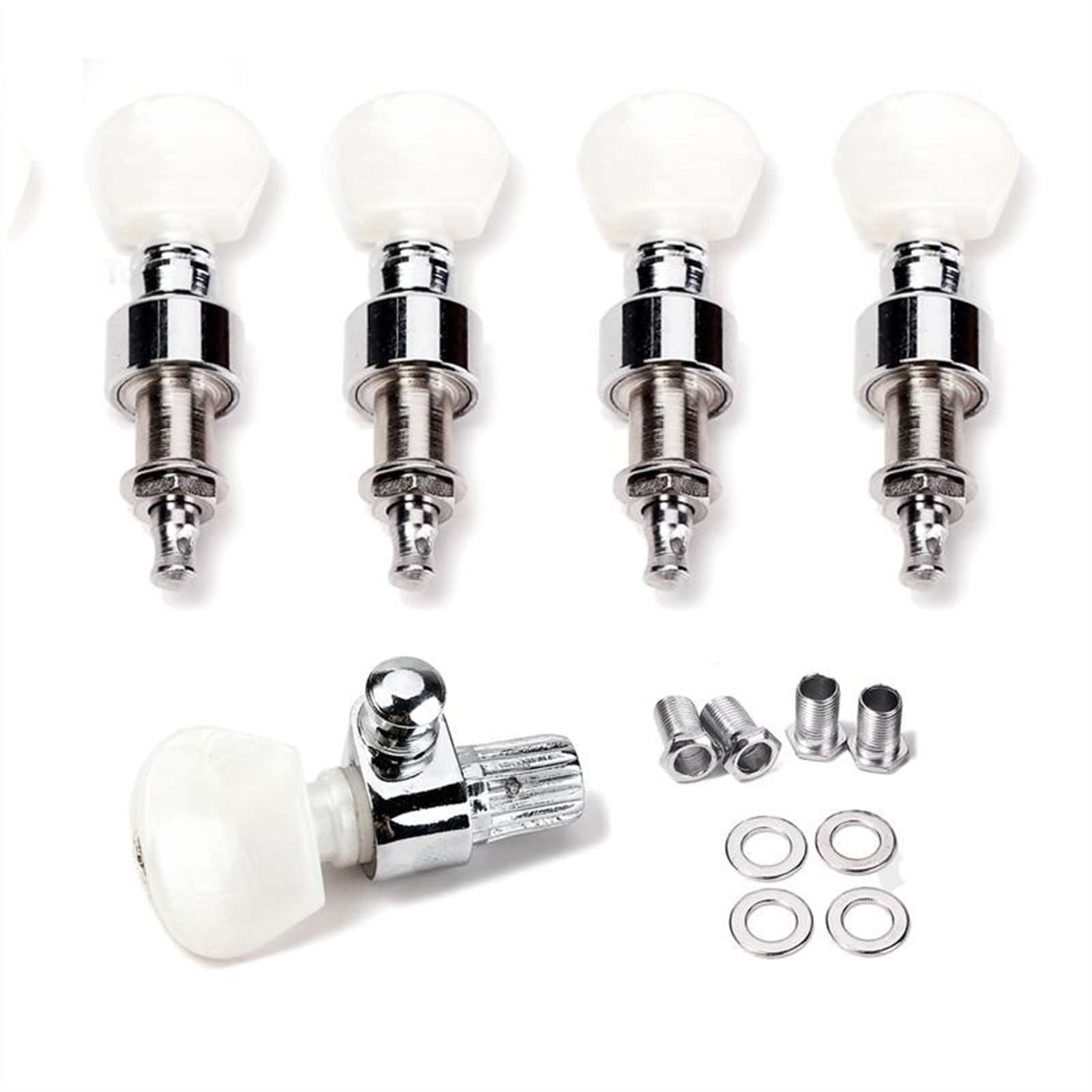 Chrome Geared 5-String Banjo Tuners with Bushing Spacer - Professional Machine Heads & Knobs for Precise Tuning | Perfect for Bluegrass, Folk & Country Musicians