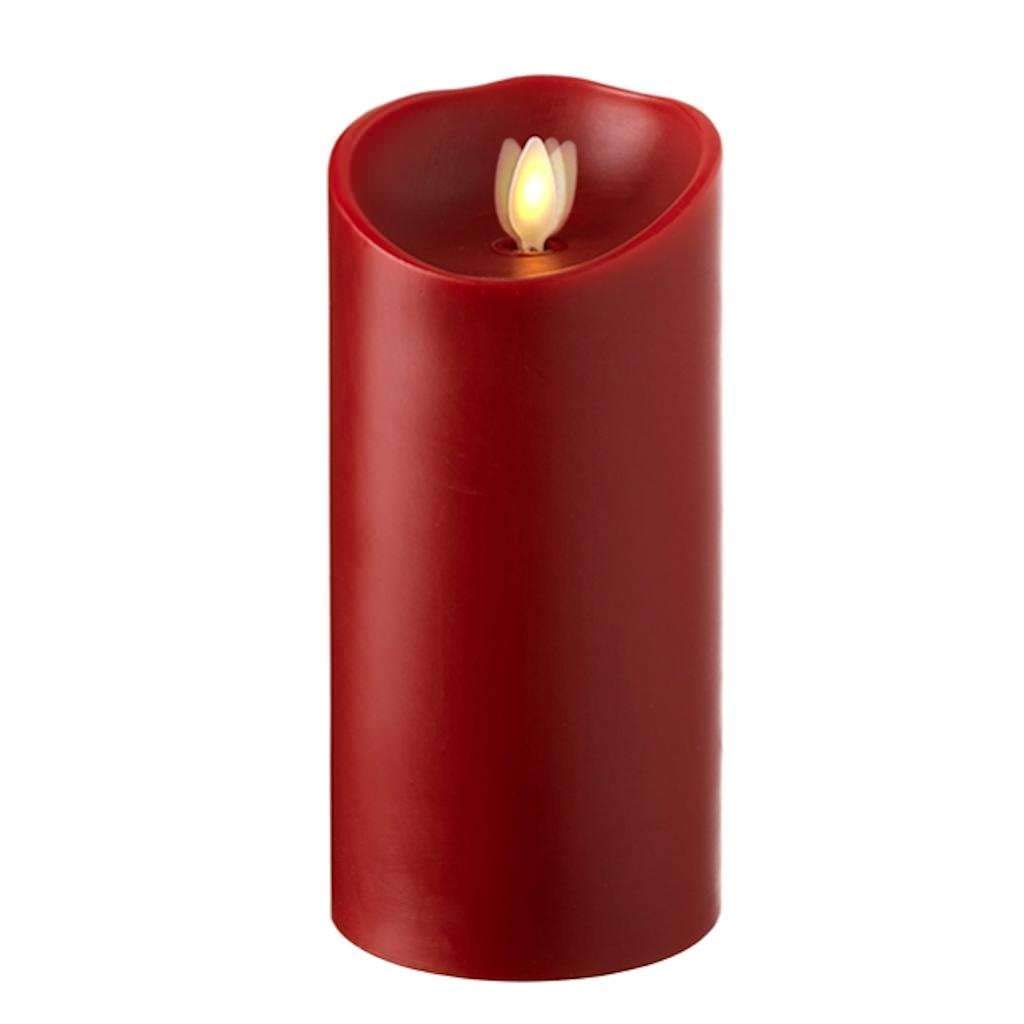 Liown Flameless LED Candle with Realistic Moving Flame - Cinnamon Scented, 7-Inch Red, Timer Function - Perfect for Home Decor, Wedding Centerpieces & Relaxing Ambiance
