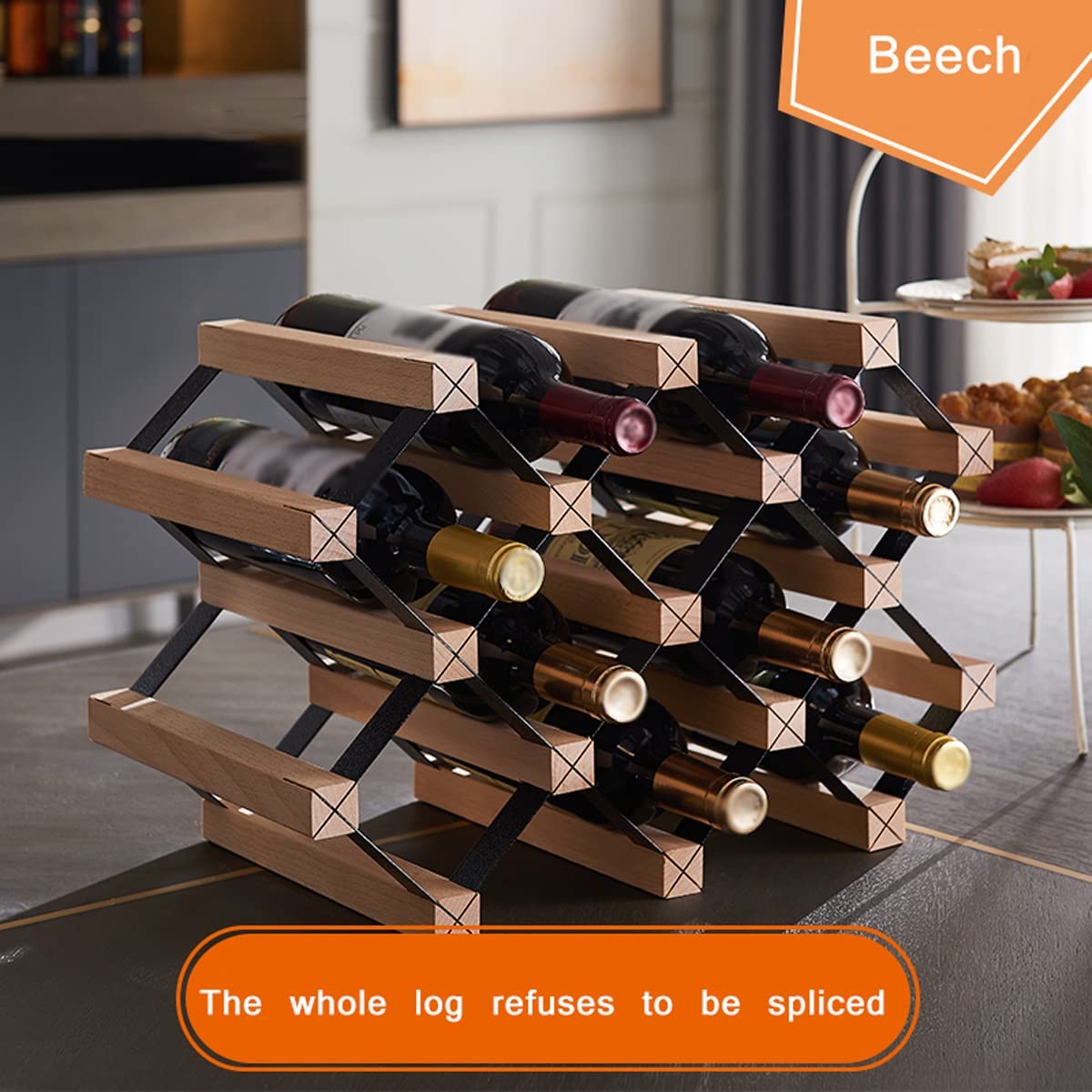 SEFAX Countertop Wine Rack Cabinet - 12 Bottle Wooden Wine Storage Shelf Organizer for Kitchen, Bar, Pantry | Perfect for Small Spaces, Home Decor & Entertaining Guests