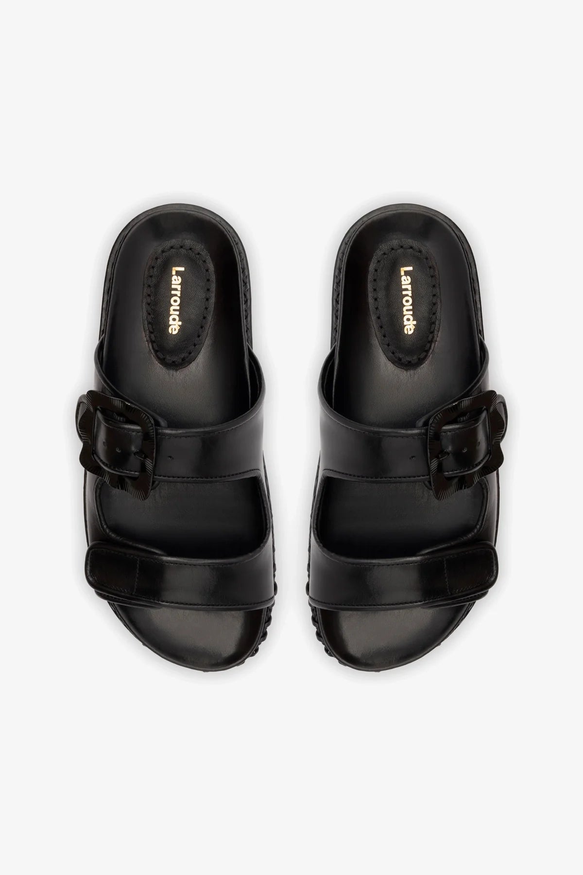 Black Leather Maui Slide Sandals - Comfortable & Stylish for Beach, Pool, and Summer Outings