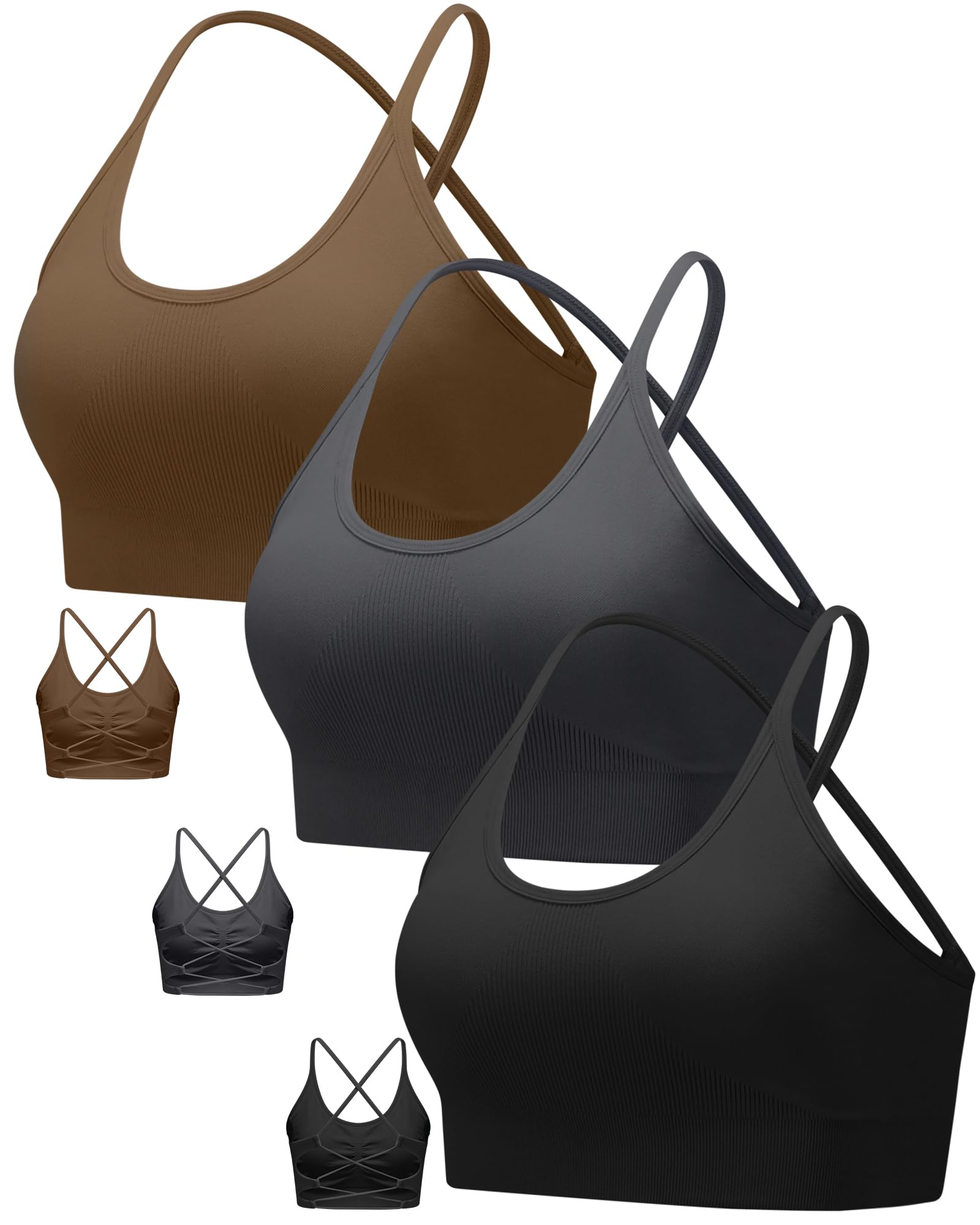 RUNNING GIRL Women's Sexy Crisscross Back Seamless Sports Bra with Removable Pads - Medium Support Workout Bra for Running, Yoga & Gym