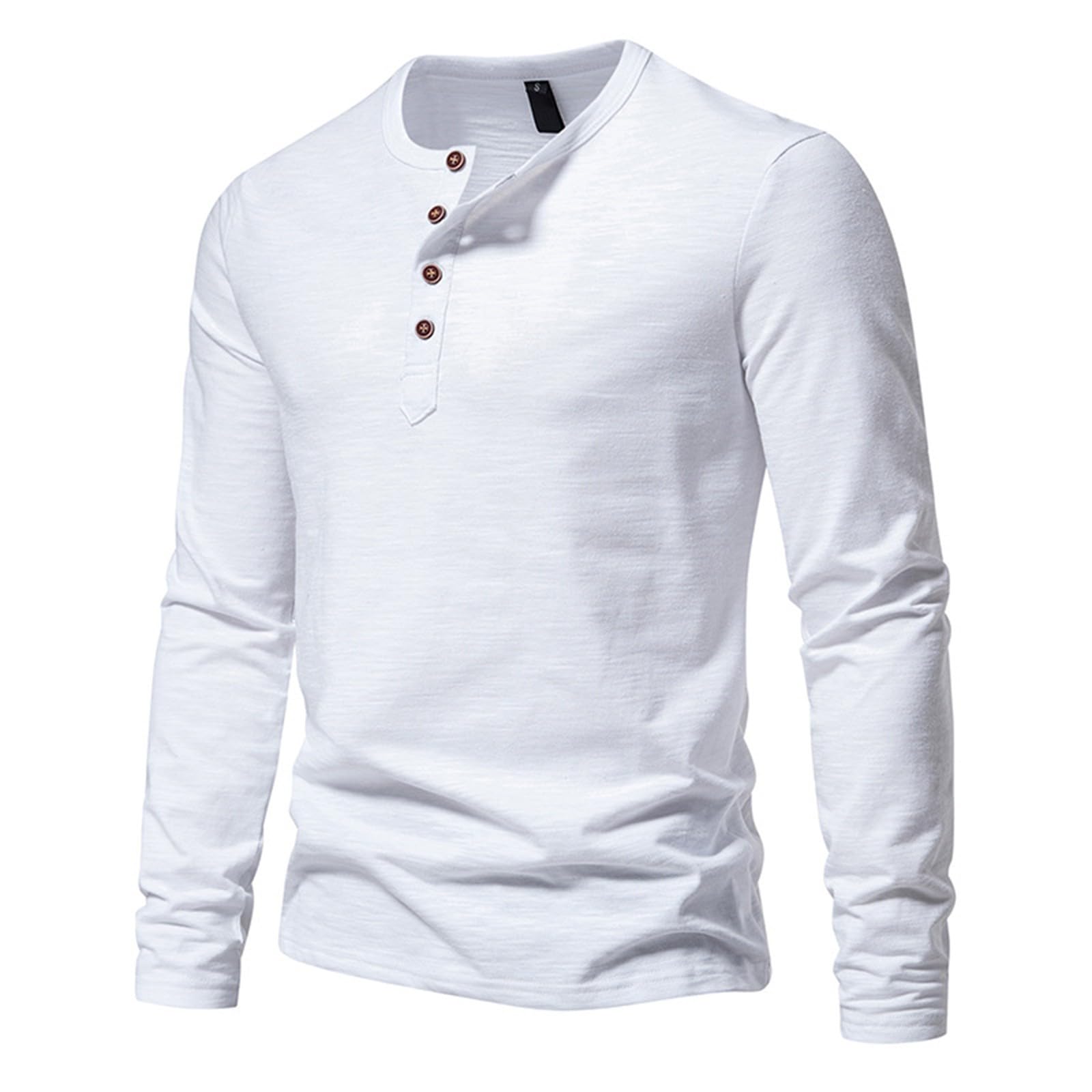 Vintage Men's Henley Shirts Long Sleeve Button-Up Pullover Top - Casual Loose Fit Cotton Tee for Everyday Wear, Outdoor Activities & Layering