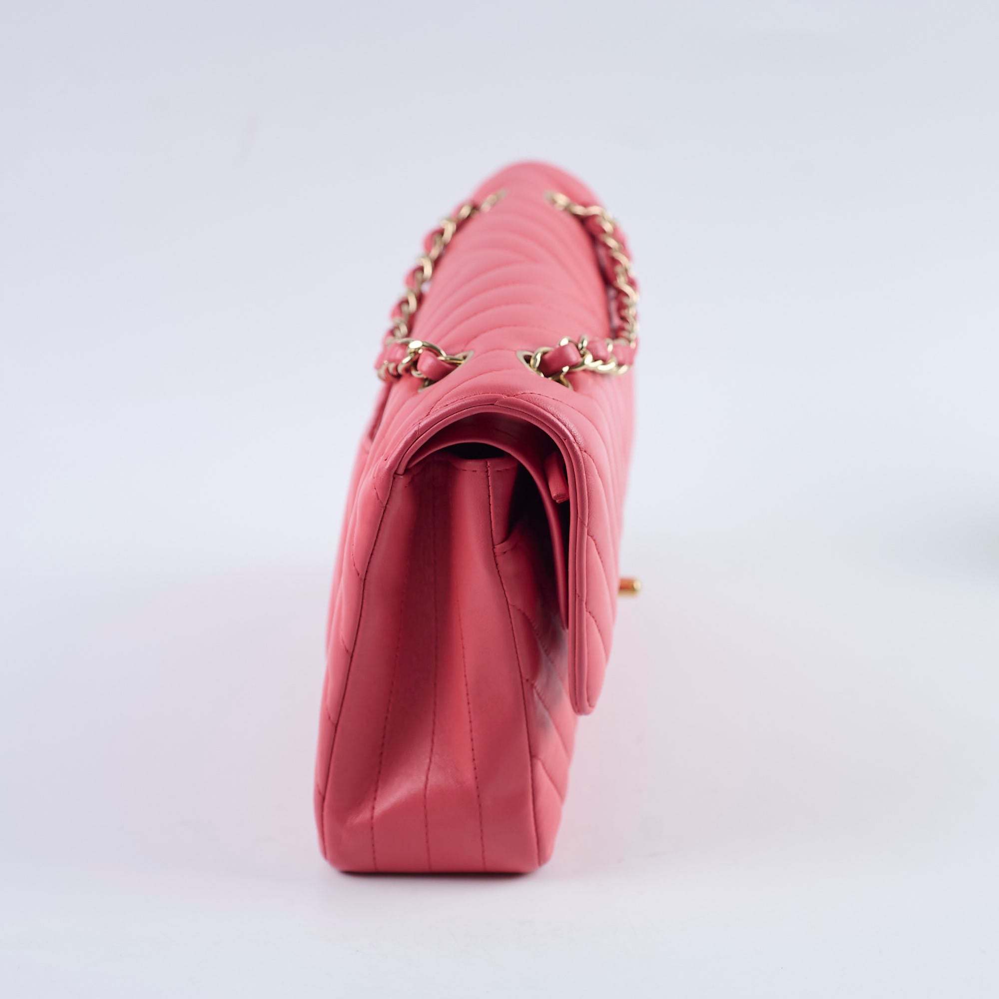 Chanel Medium Chevron Classic Flap Bag in Pink Calfskin Leather - Luxury Handbag for Women, Perfect for Parties & Evening Events