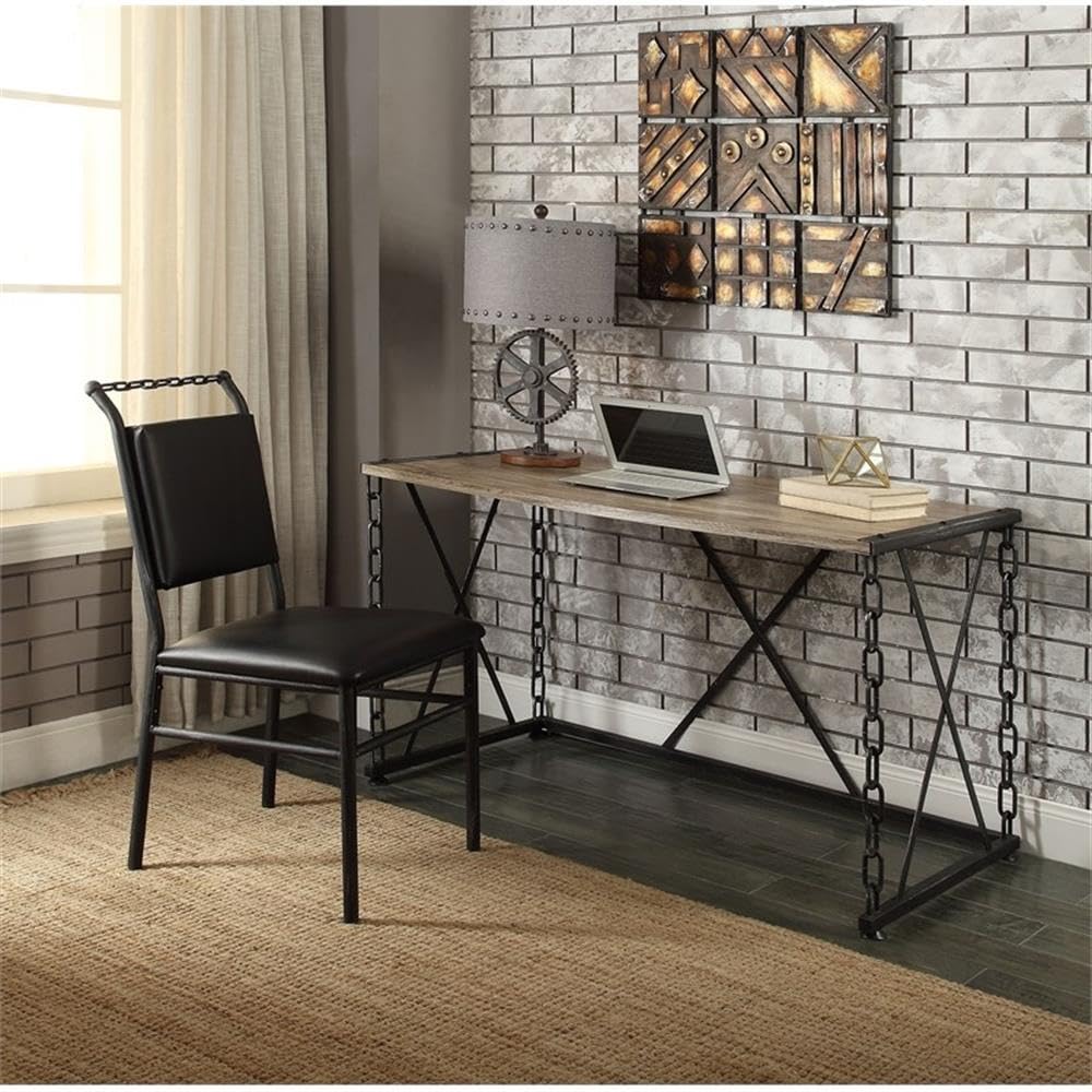 Acme Jodie Console Table - Rustic Oak & Black Finish Entryway Table for Hallway, Living Room & Foyer Decor