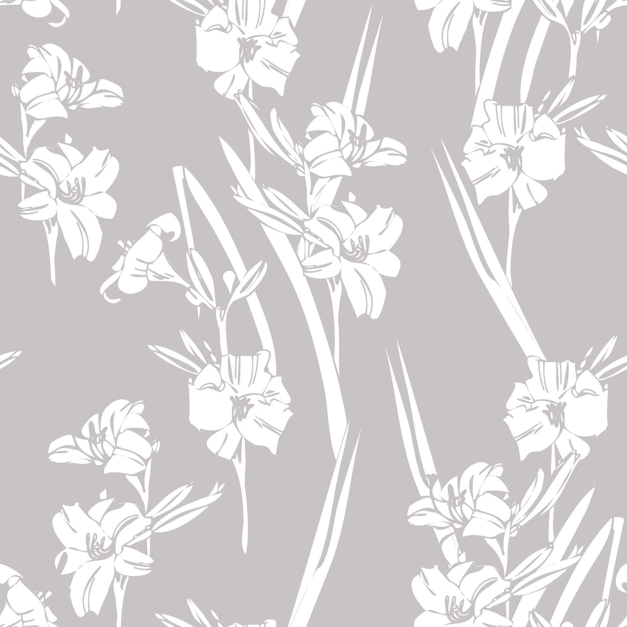 White and Gray Floral Peel and Stick Removable Wallpaper - Self-Adhesive Decorative Wall Covering for Bedroom, Living Room, and Office Decor