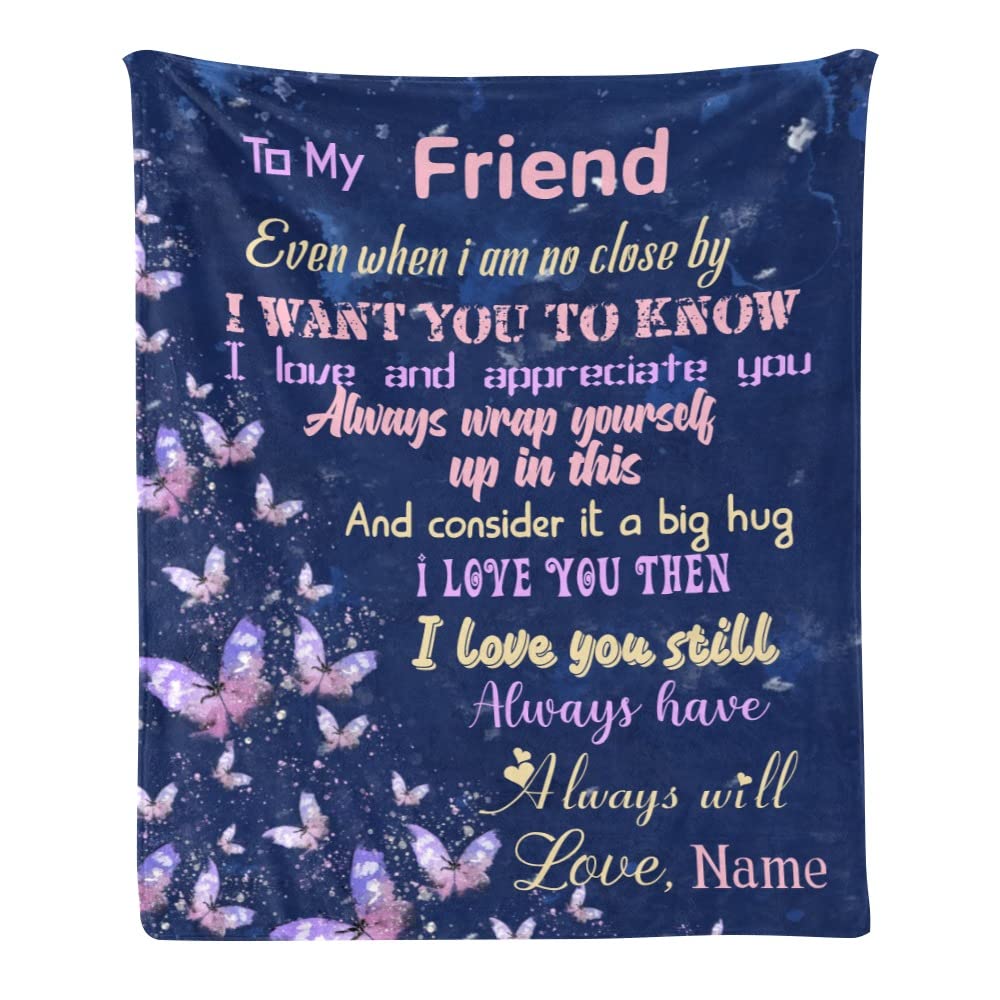 Personalized Fleece Throw Blanket with Name - Custom Butterfly Design Soft Blanket for Friends, 50x60 Inches - Perfect Gift for Birthday, Anniversary & Cozy Home Decor