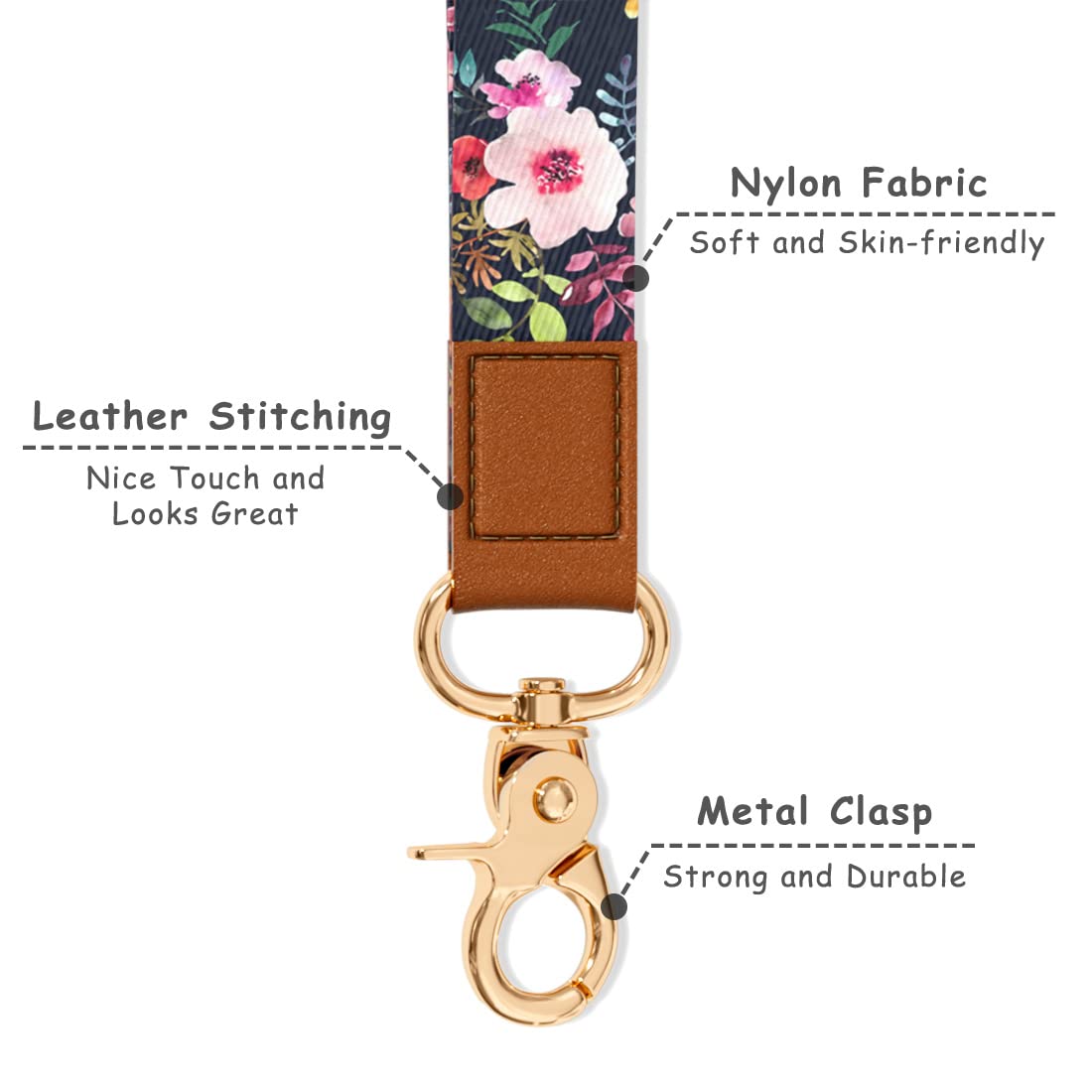Cute Wrist Lanyard Keychain for Women & Men - Adjustable Wristlet Strap Holder for Car Keys, ID Badges, Cards, Wallet & Phone - Perfect for Work, Travel, Gym & Outdoor Activities