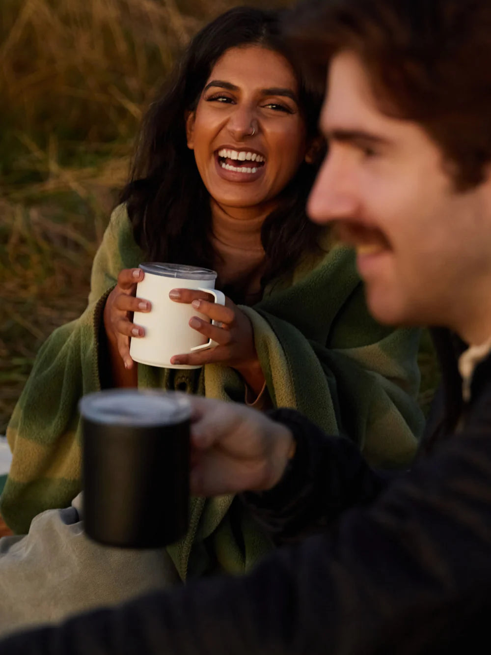 Premium Camping Mug - Insulated Stainless Steel Travel Coffee Cup with Lid - Perfect for Hiking, Backpacking & Outdoor Adventures - White