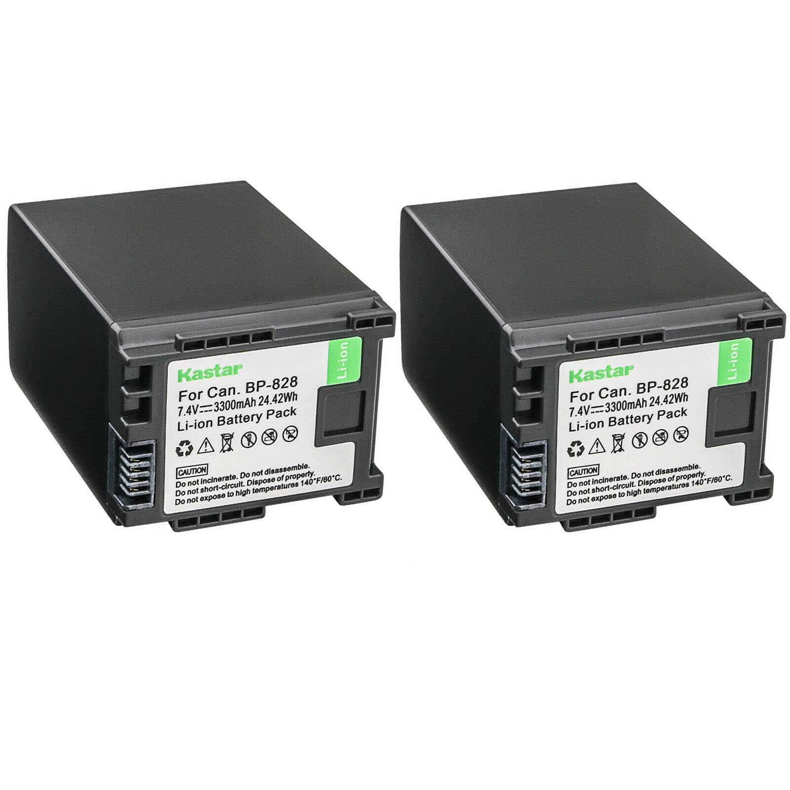 Kastar 2-Pack BP-828 7.4V 3300mAh Replacement Battery for Canon XF400 XF405 XA10 XA11 XA15 XA20 XA25 XA30 XA35 XA40 XA45 XA50 XA55 VIXIA HF G21 G30 G40 Camcorders - Perfect for Professional Video Shooting, Travel Vlogging & Long Recording Sessions