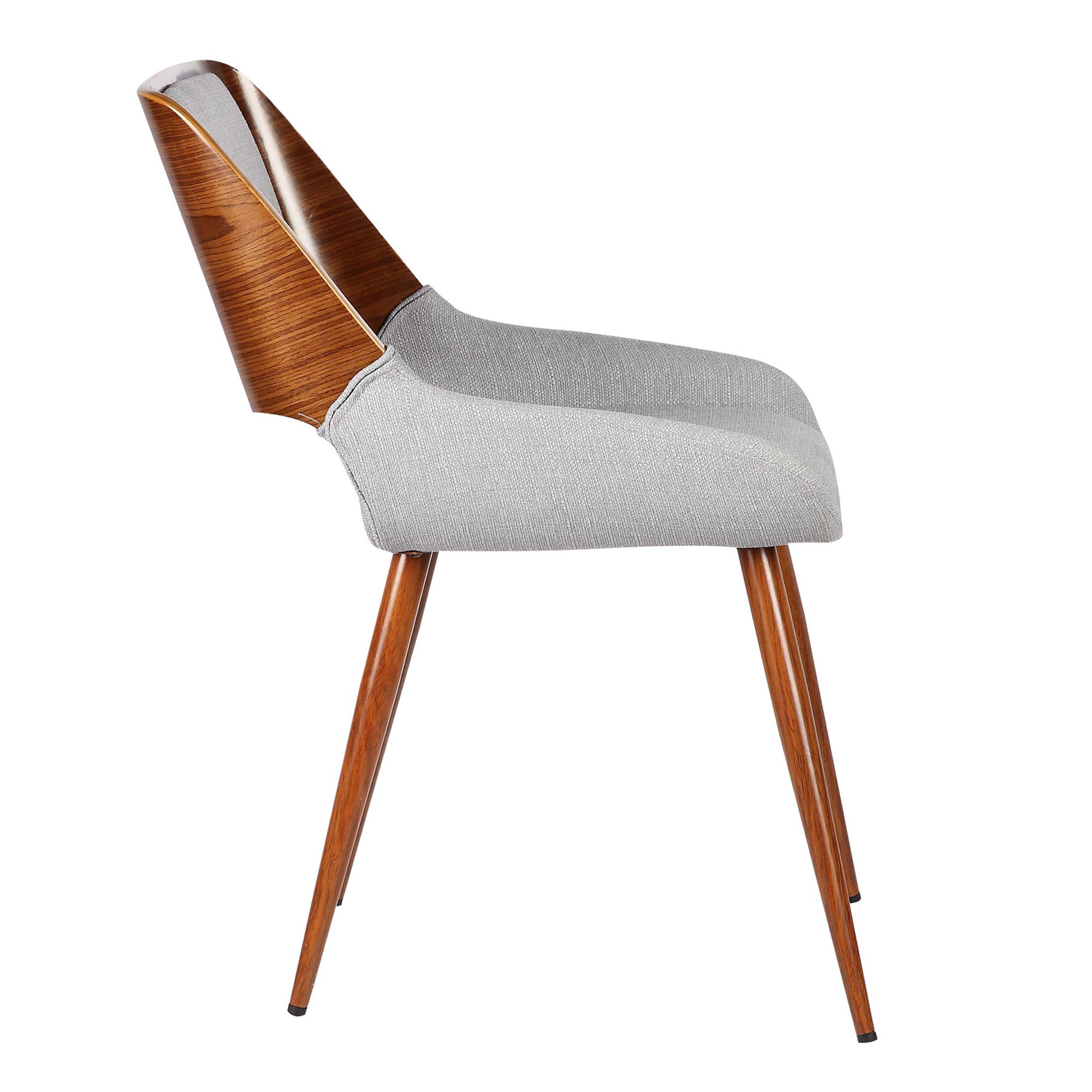 Armen Living Panda Mid Century Modern Dining Chair - Gray Fabric Upholstery & Walnut Wood Finish - Perfect for Kitchen, Office Desk, and Vanity Areas