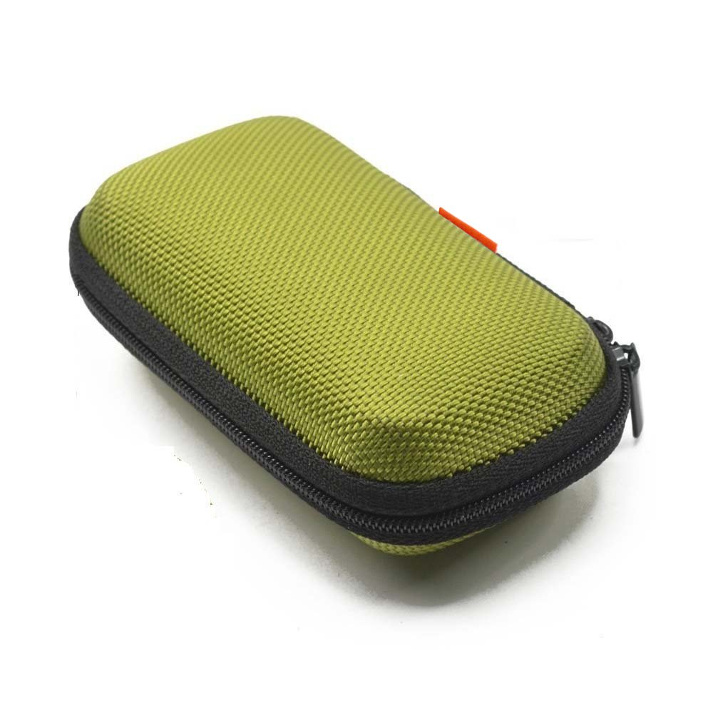 GLCON Rectangle Hard EVA Protective Case - Lightweight Portable Storage Bag with Mesh Pocket & Zipper Closure for Wired/Bluetooth Headphones, Chargers, Coins & Small Accessories (Green) - Perfect for Travel, Office & Daily Organization
