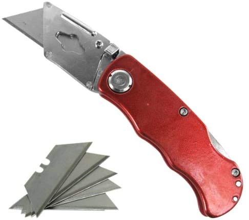 Heavy Duty Folding Utility Knife - Sharp Razor Box Cutter for Work, Warehouse & DIY Projects | Durable Metal Construction for Cardboard Cutting, Package Opening & Crafting