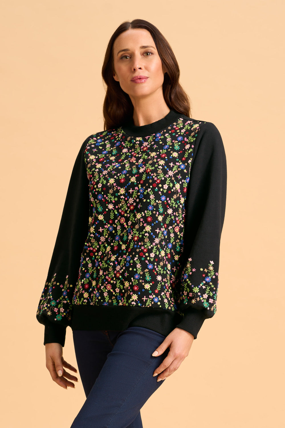 Stylish Embellished Cotton Sweater for Women - Black | Cozy Winter Pullover for Casual Wear & Office Outfits