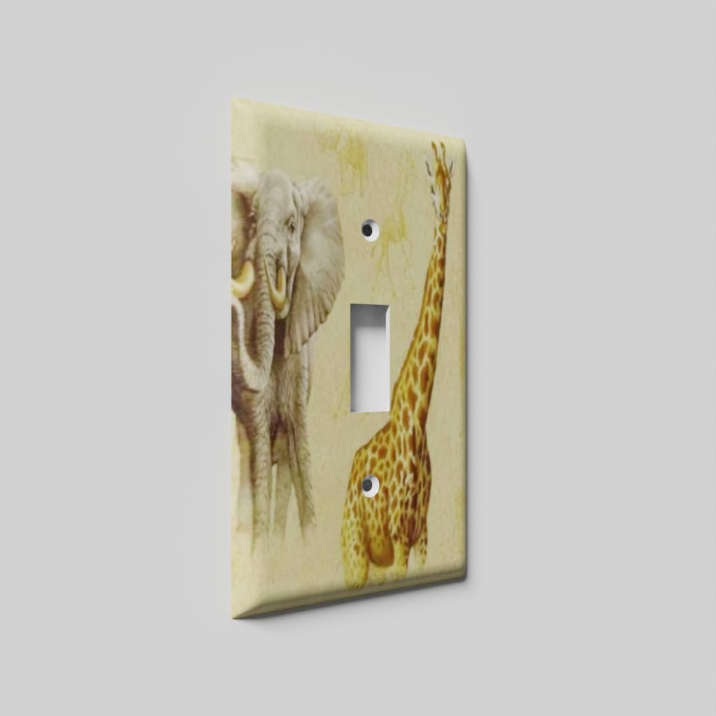 Giraffe Elephant Light Switch Cover - Toggle Wall Plate for Kids Room Decor