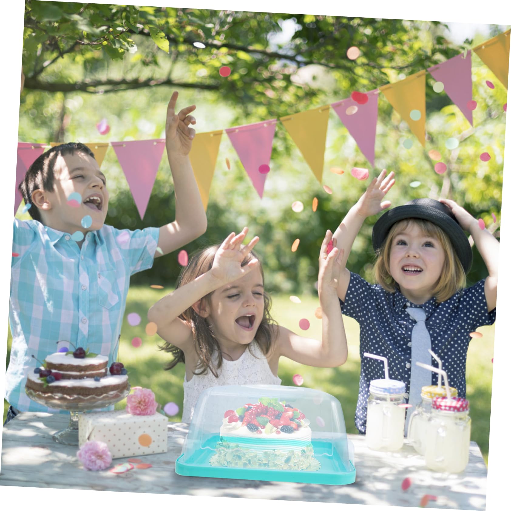 BESPORTBLE 8-Inch Blue Plastic Cake Container with Lid & Handle - Round Dome Cake Stand for Cupcakes, Pies & Desserts - Perfect for Transport, Storage & Party Display