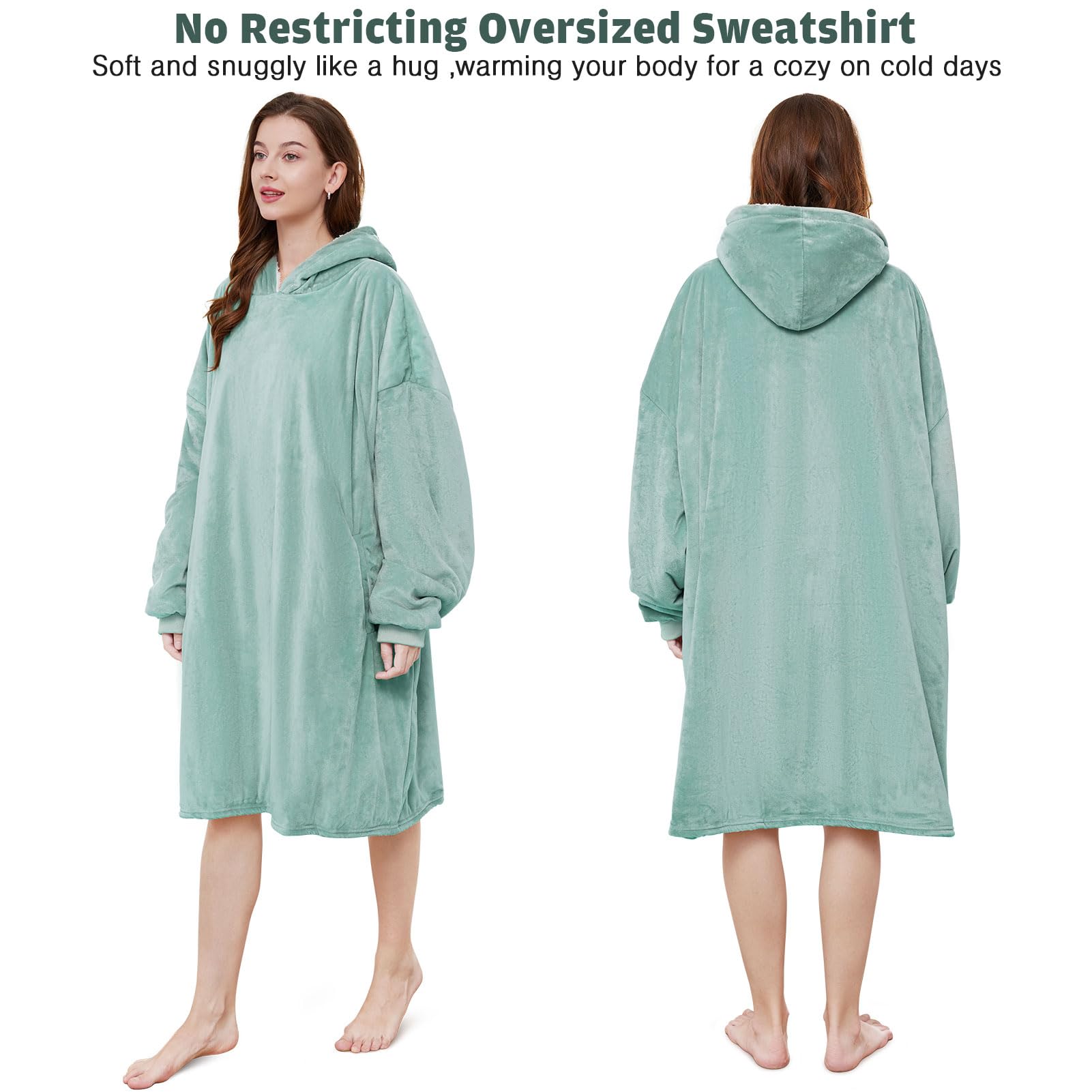 Cozy Sherpa Hooded Blanket Sweatshirt - Oversized Wearable Fleece Hoodie for Women, Men & Kids | Perfect for Lounging, Camping & Cold Weather