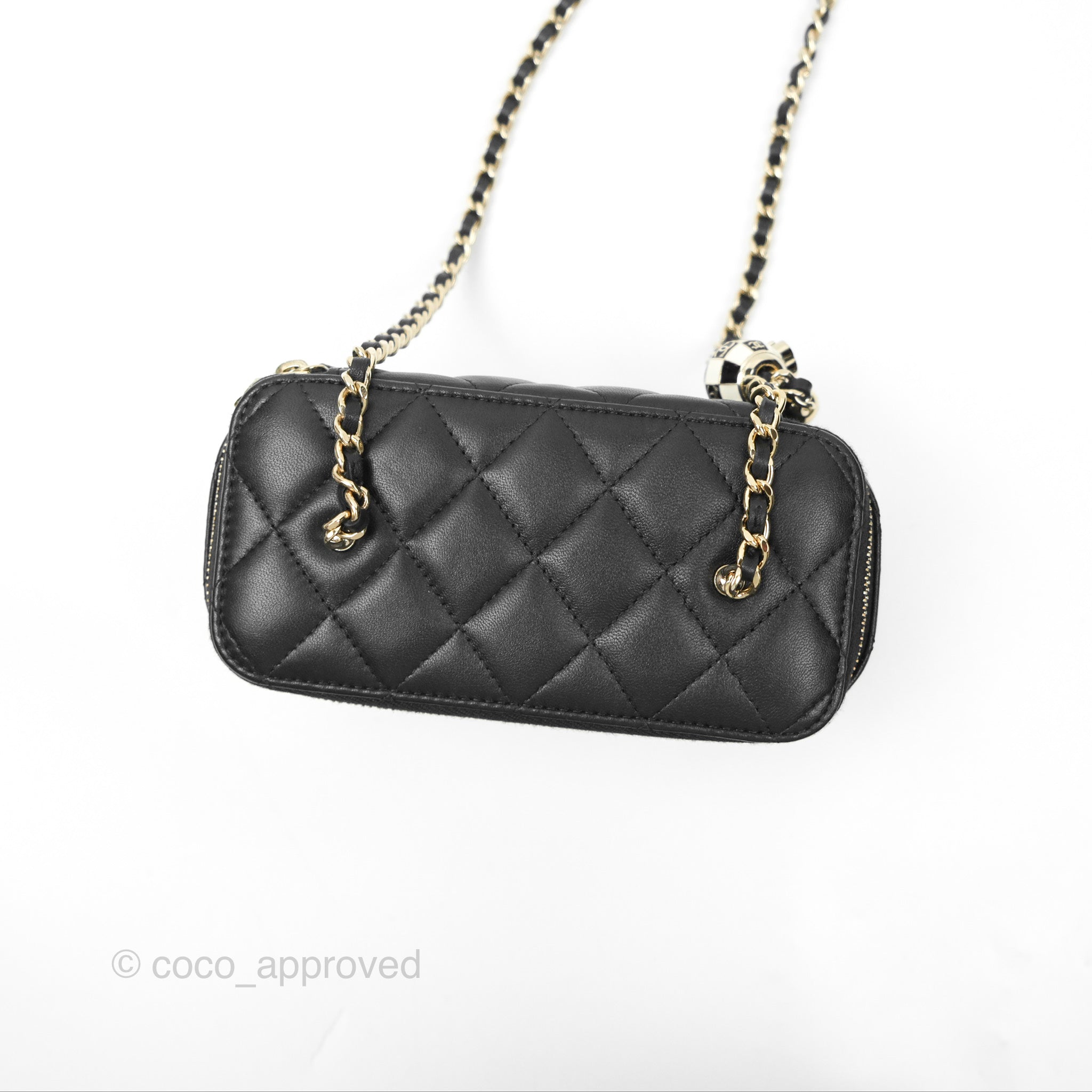 Chanel Ball Crush Vanity Bag with Chain - Black Lambskin Leather & Gold Hardware - Luxury Crossbody Clutch for Evening Parties & Special Occasions
