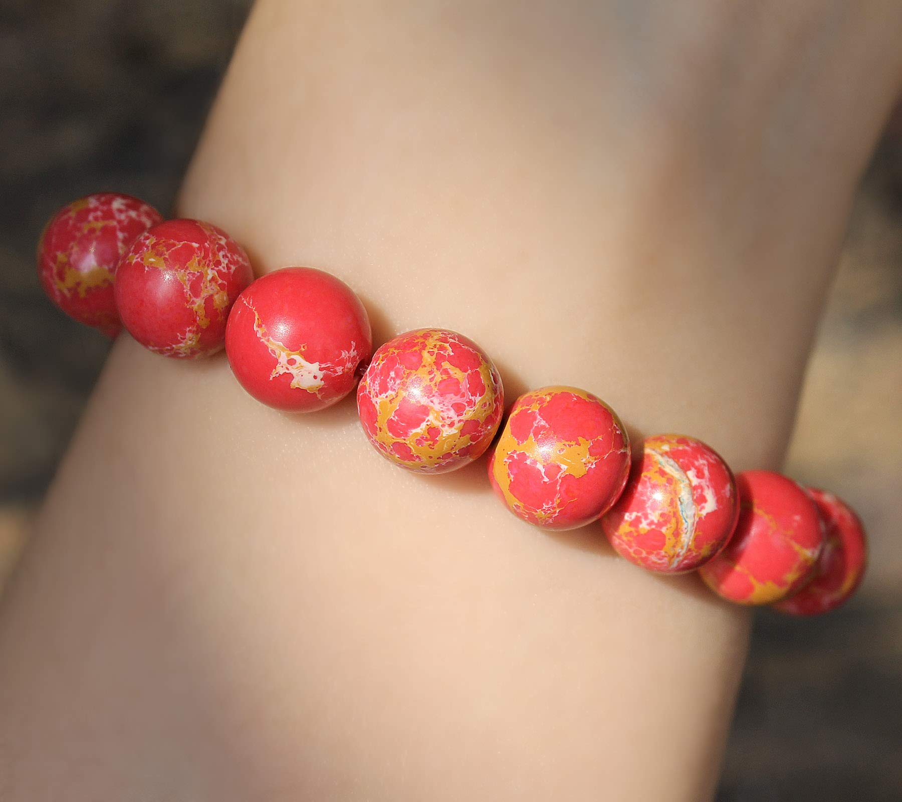 POMINA Colorful Marble Stone Bead Bracelet - Handmade Healing Gemstone Stretch Bracelet for Women | Natural Stone Beaded Jewelry for Meditation, Yoga & Positive Energy