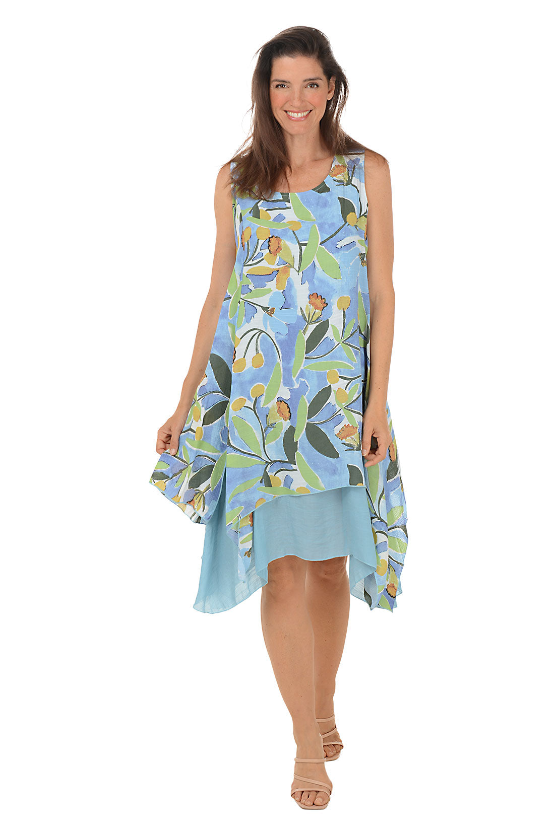 Layered Shark Bite Sleeveless Summer Dress for Women - Flowy Beach Cover Up, Boho Chic Garden Party Outfit