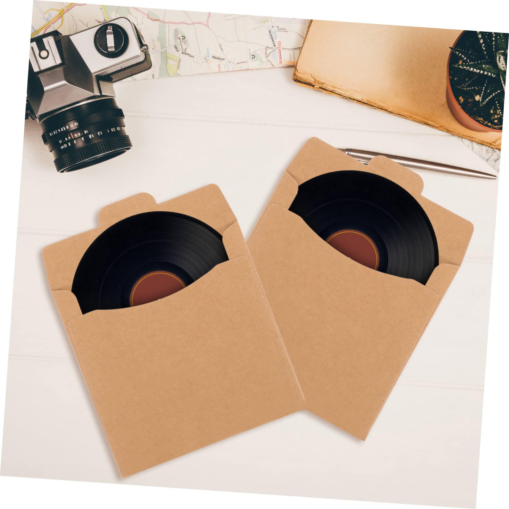 Jojofuny 50pcs Kraft Paper CD/DVD Sleeves - Thick Protective Storage Envelopes for Media, Movies & Music | Organize & Protect Your Disc Collection at Home or Office